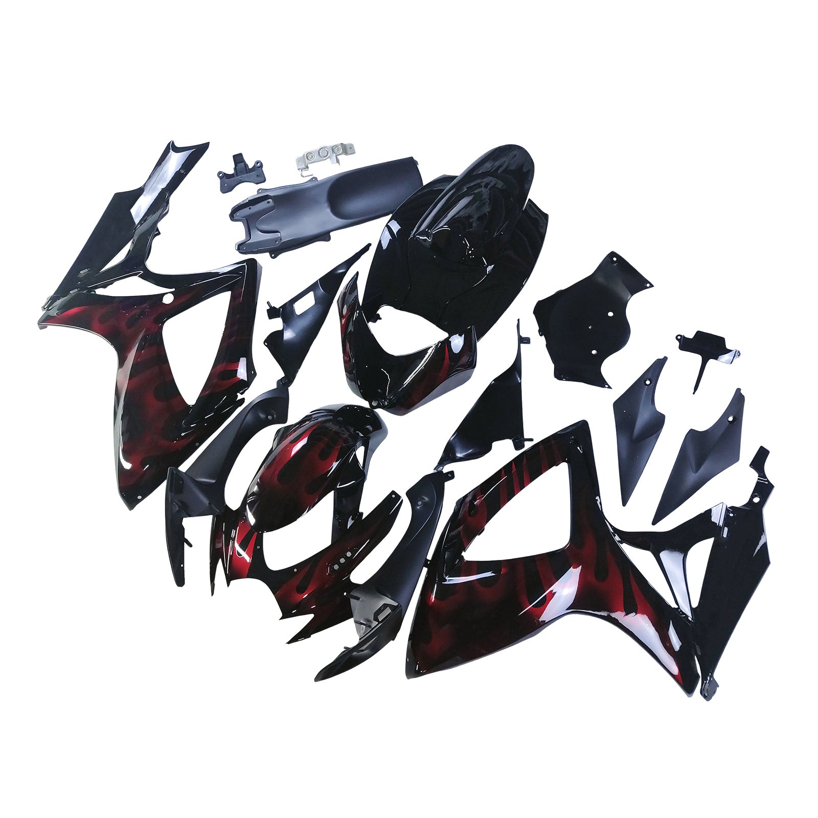 Amotopart 2006-2007 Suzuki GSXR 600/750 Black & Red Fire Fairing Kit