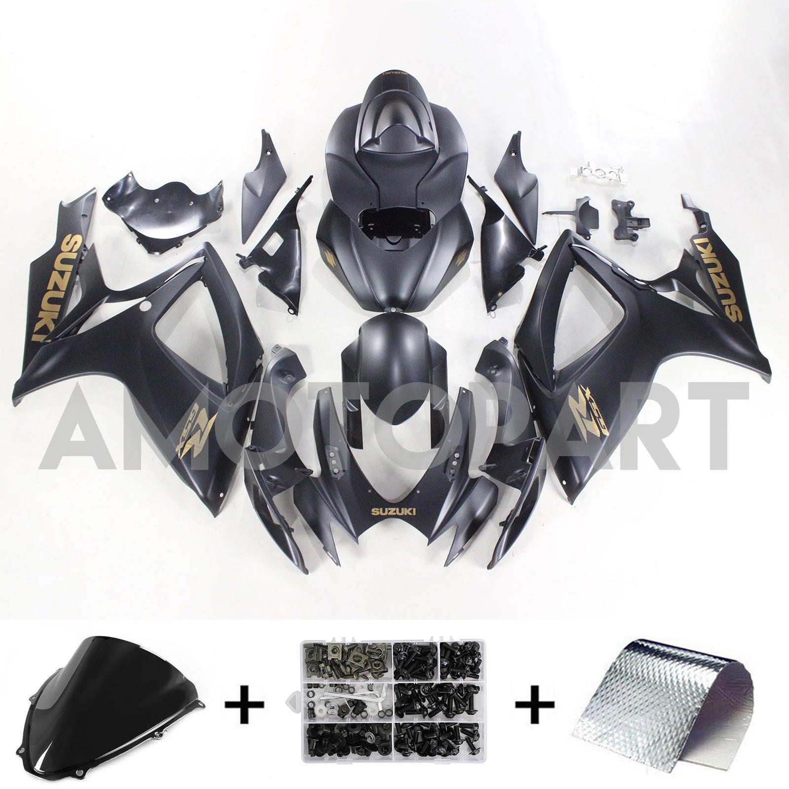 Amotopart 2006-2007 Suzuki GSXR 600/750 Matte Black&Gold Fairing Kit