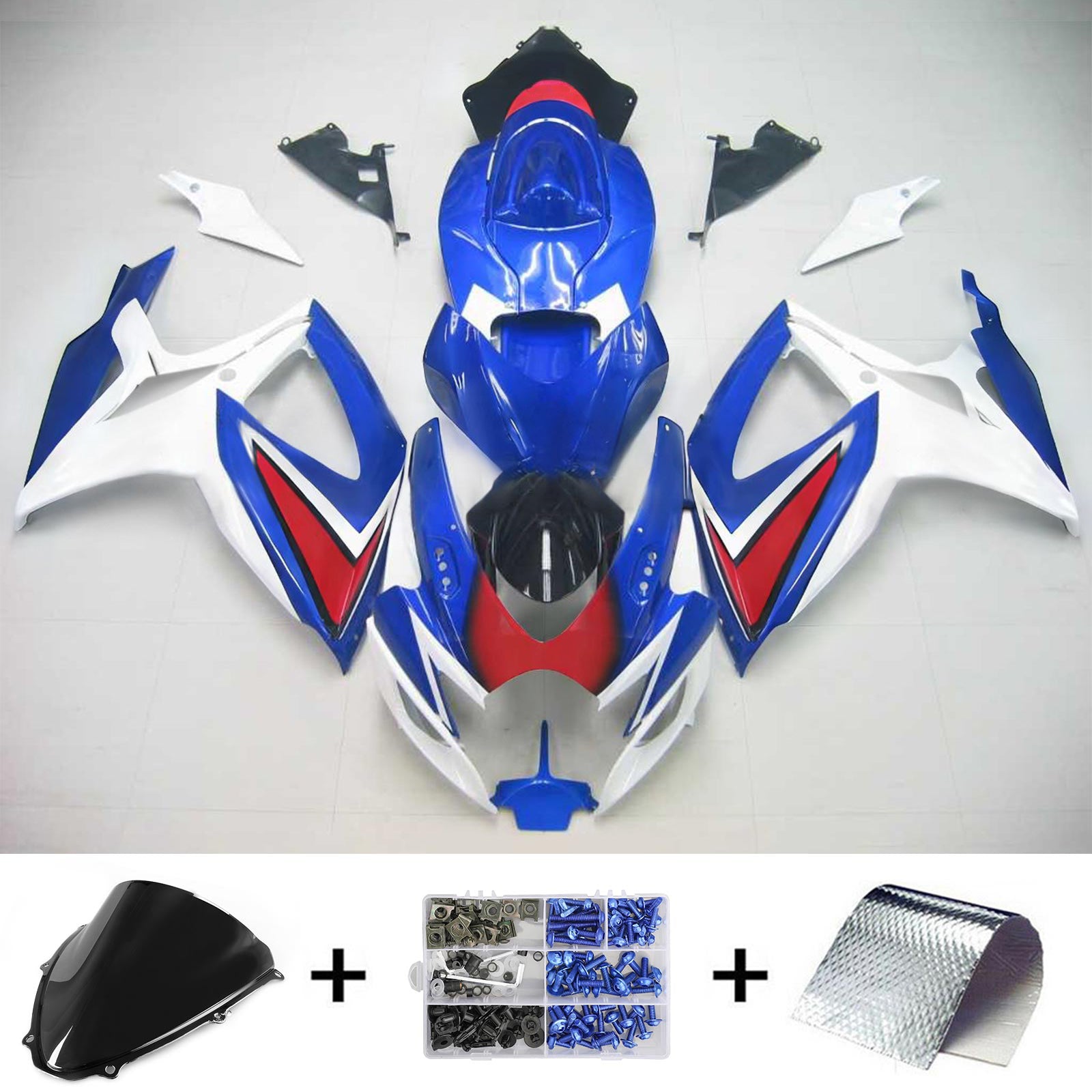 Amotopart 2006-2007 Suzuki GSXR 600/750 Blu&WKit di carene Style3 bianche