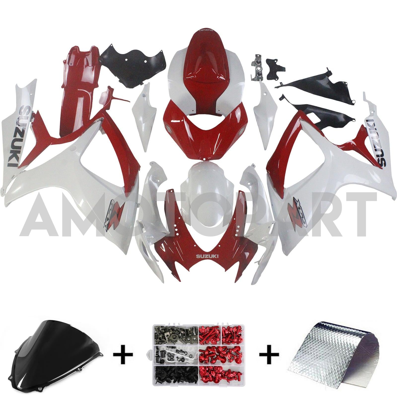 Amotopart 2006-2007 Suzuki GSXR 600/750 Red&Pearl White Fairing Kit