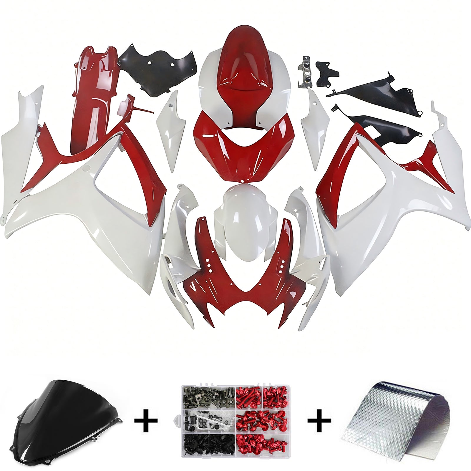 Amotopart Kit carena Suzuki GSXR 600/750 rosso e bianco perla 2006-2007