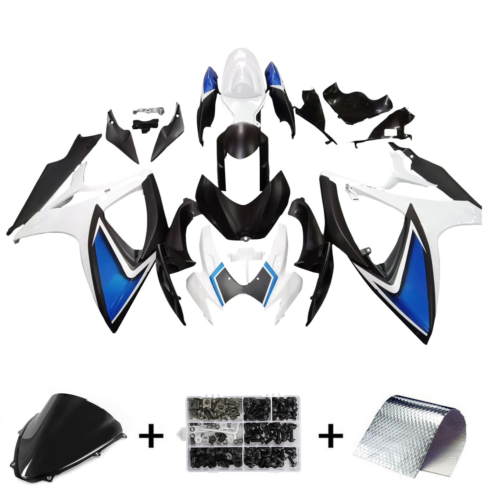 Amotopart 2006-2007 Suzuki GSXR 600/750 Blue & White Style 6 FAIRING KIT