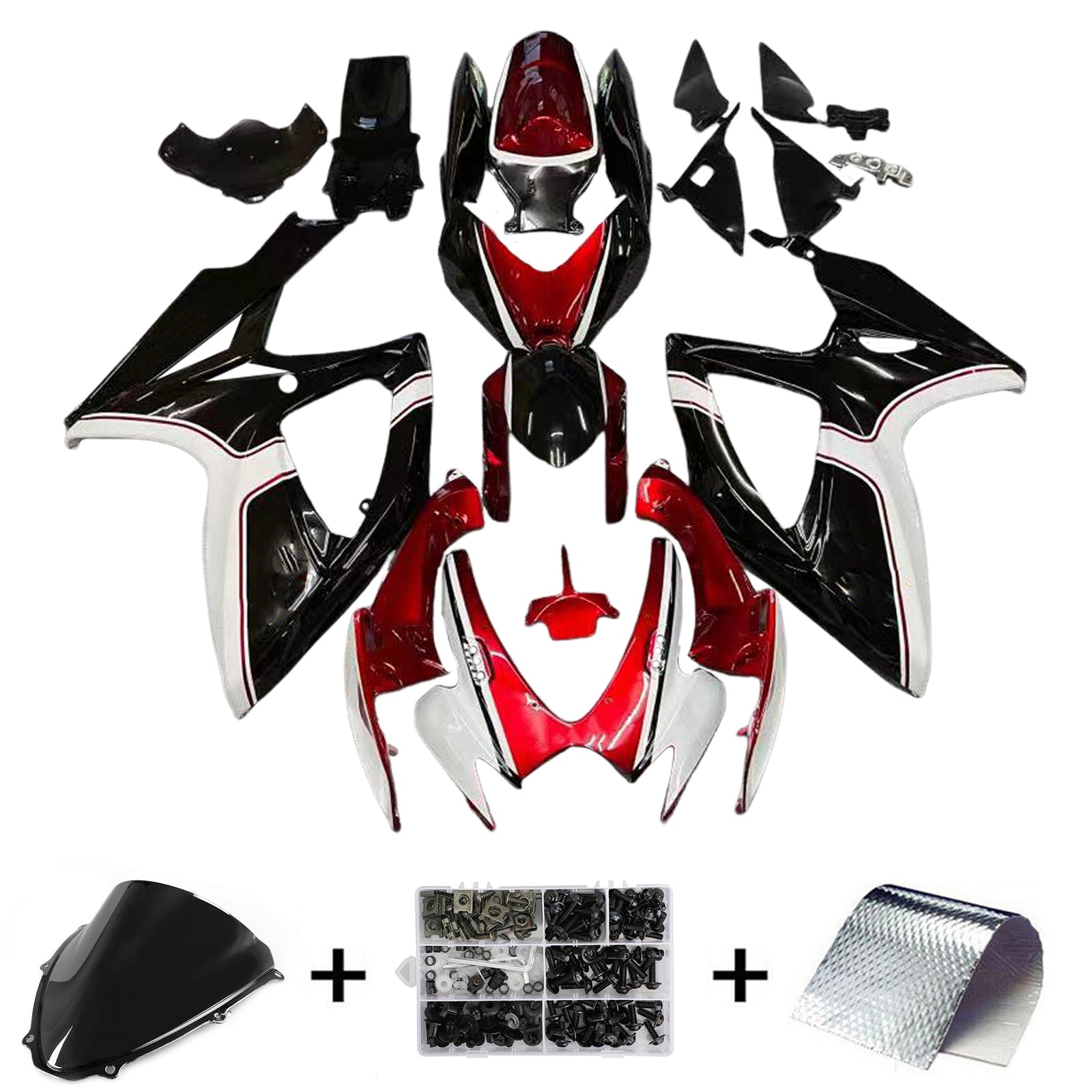 Amotopart 2006-2007 Suzuki GSXR 600/750 Black&Red Fairing Kit