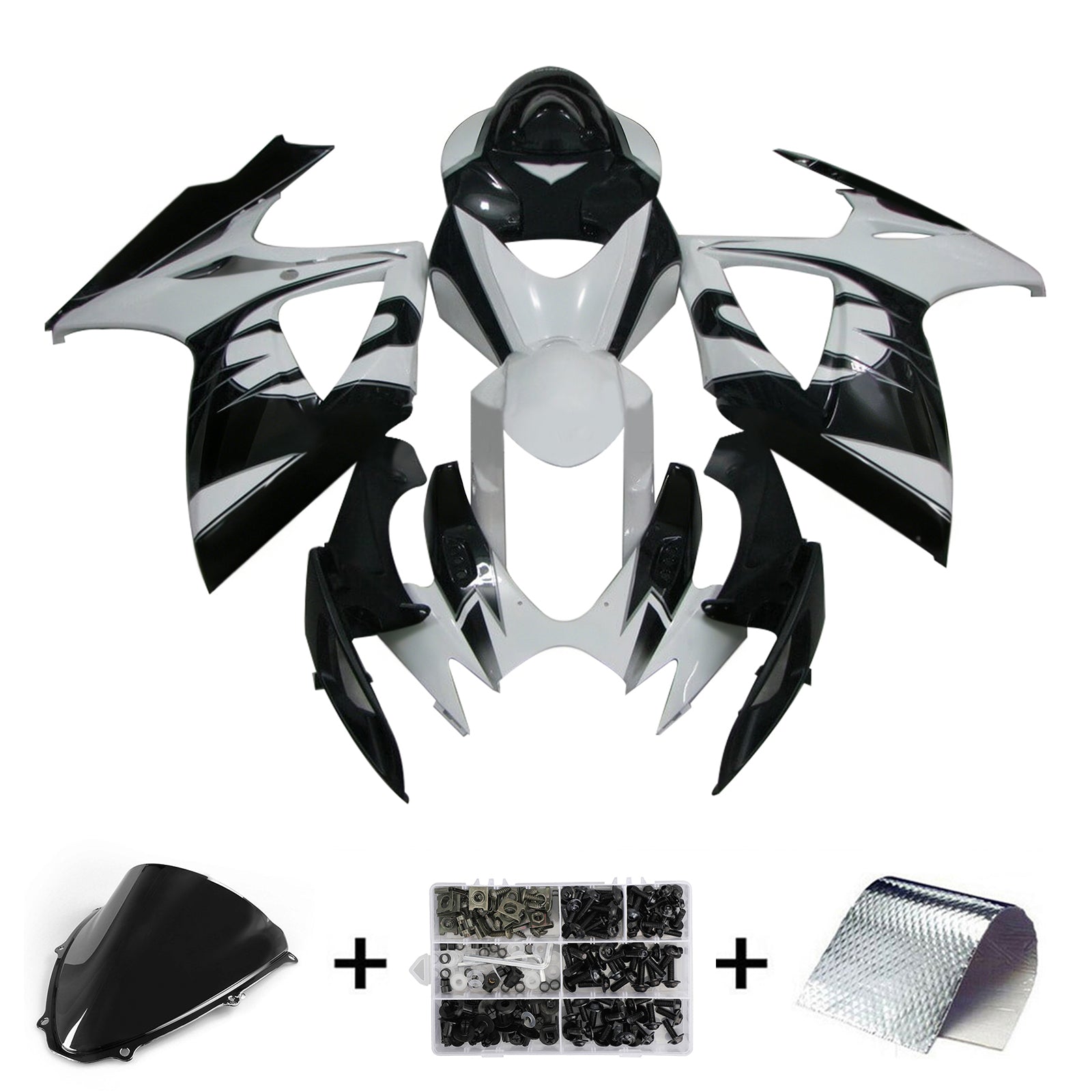Amotopart 2006-2007 K6 GSXR 600/750 Suzuki Black&White Fairing kit