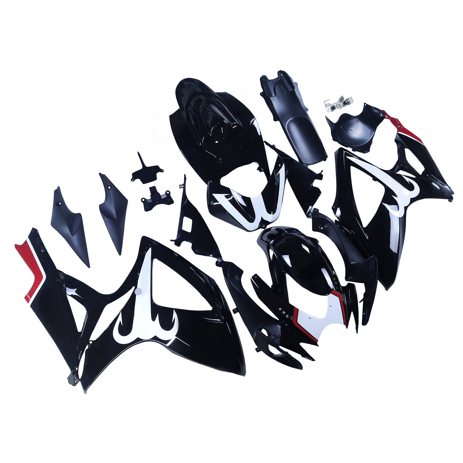 Amotopart 2006–2007 K6 GSXR 600/750 Suzuki Schwarz&Verkleidungssatz mit weißen Akzenten