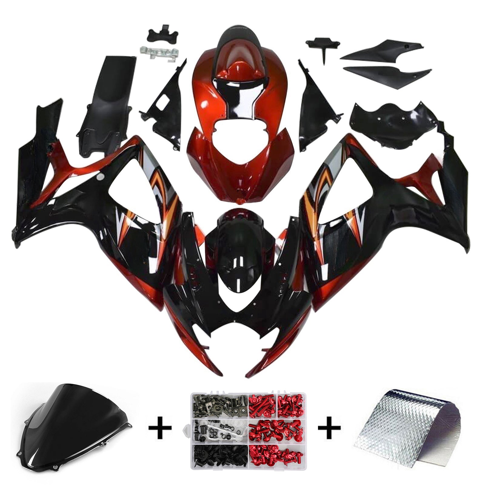 Amotopart 2006-2007 K6 GSXR 600/750 Suzuki Gloss Black&Orange Fairing kit