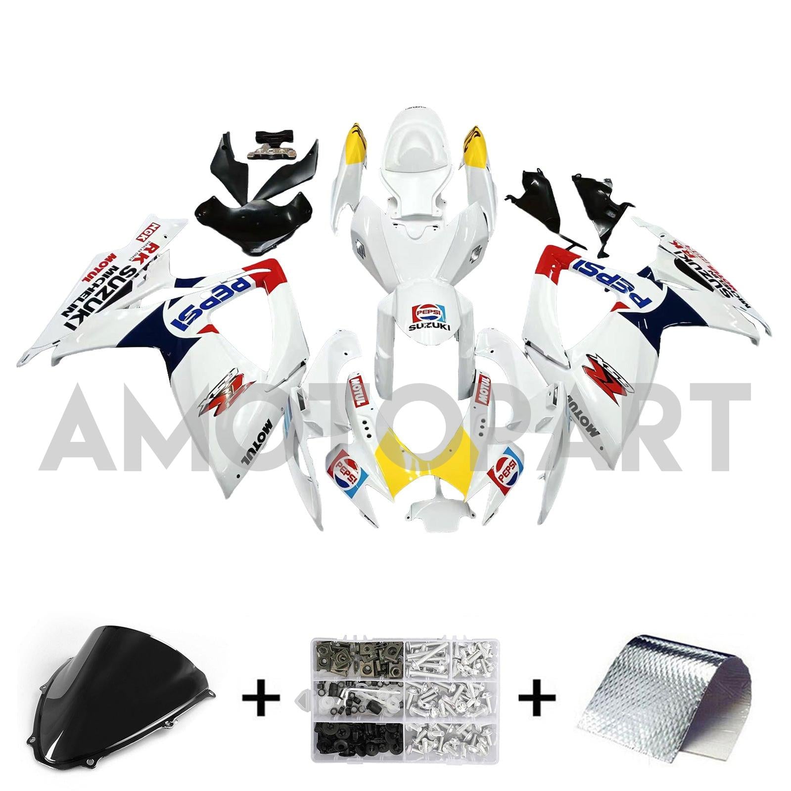 Amotopart 2006-2007 K6 GSXR 600/750 Suzuki Bianco con kit carena rossa