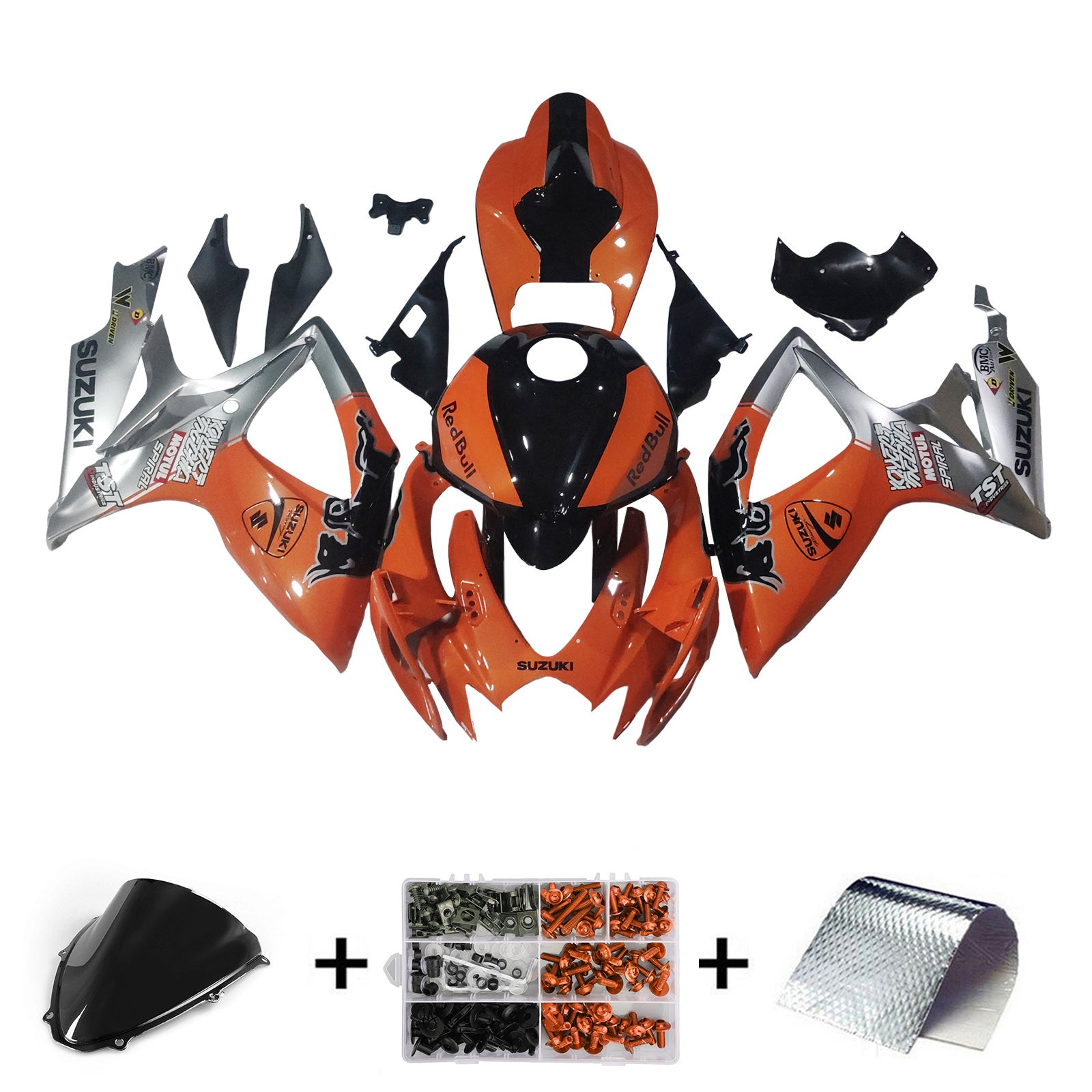 Amotopart 2006-2007 Suzuki GSXR 600/750 Bull Orange Sliver Fairing Kit