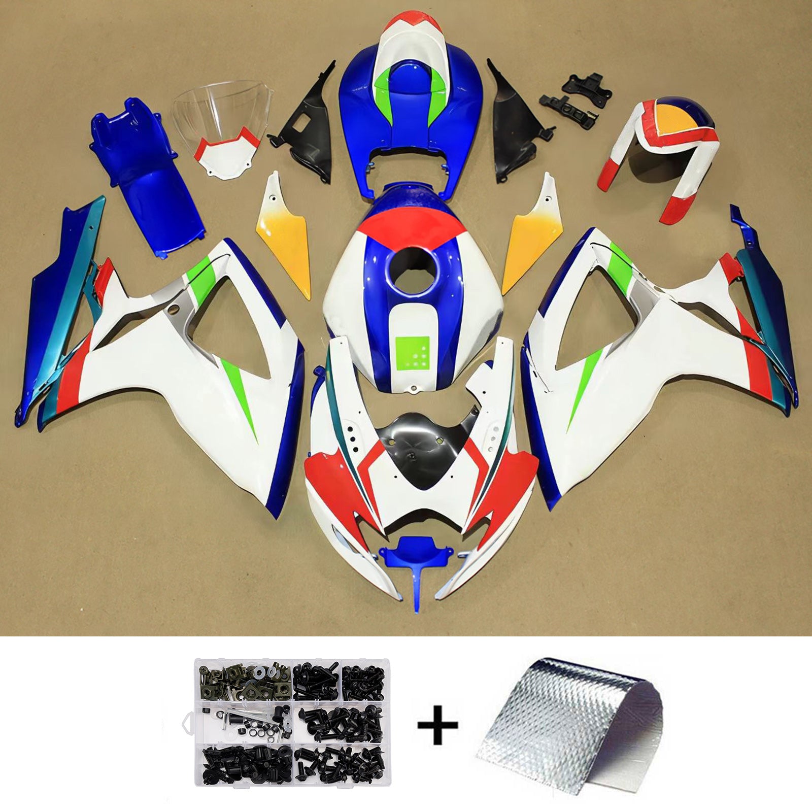 Amotopart 2006-2007 Suzuki GSXR 600/750 White Blue Red Fairing Kit