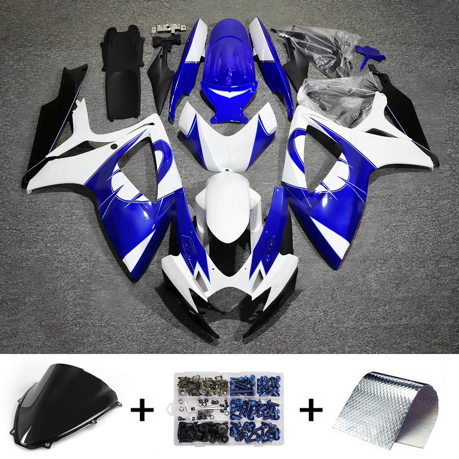 Amotopart 2006-2007 Suzuki GSXR 600/750 Modrá Bílá Černá Sada kapotáže