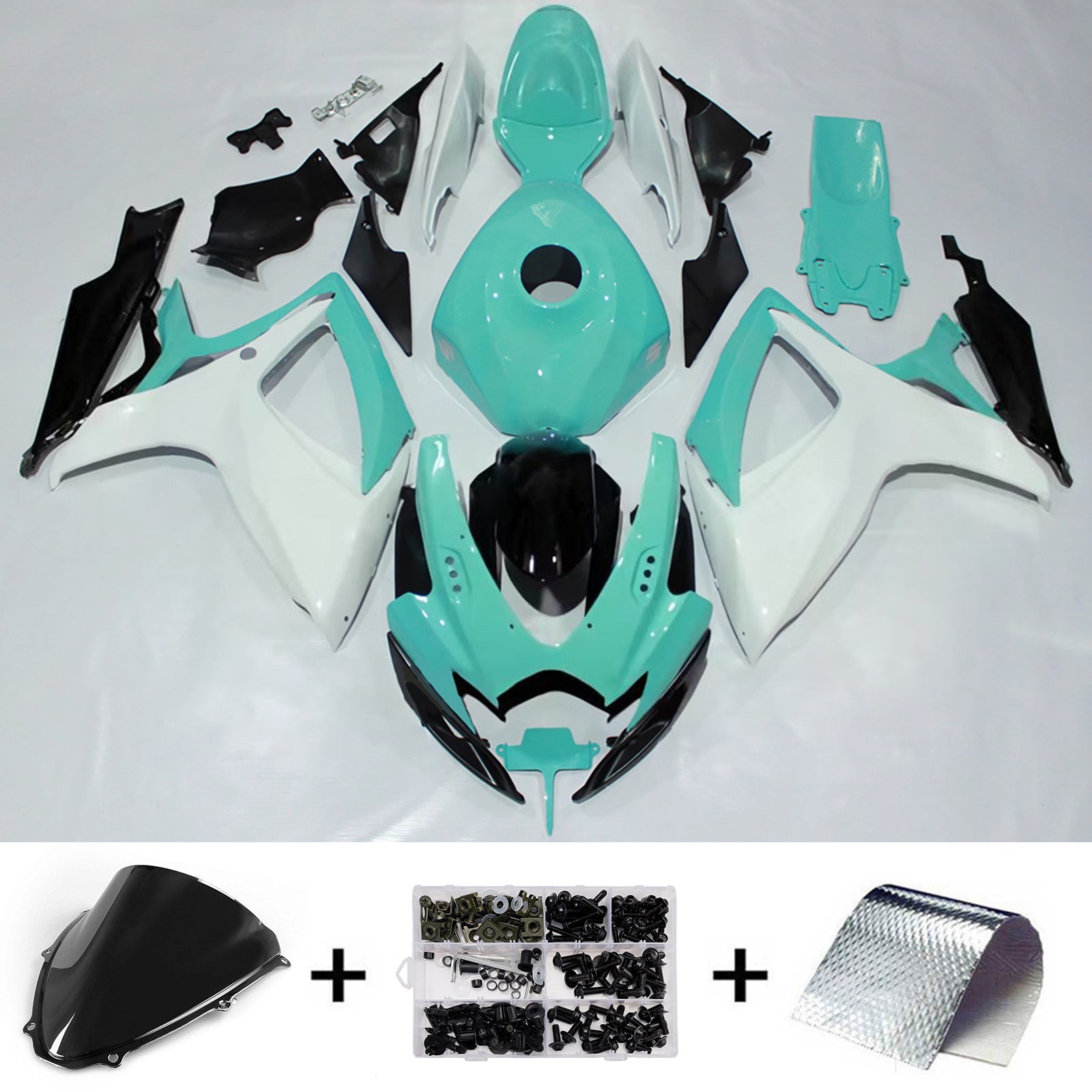 Amotopart 2006-2007 Suzuki GSXR 600/750 Zelená Bílá Černá Sada kapotáže