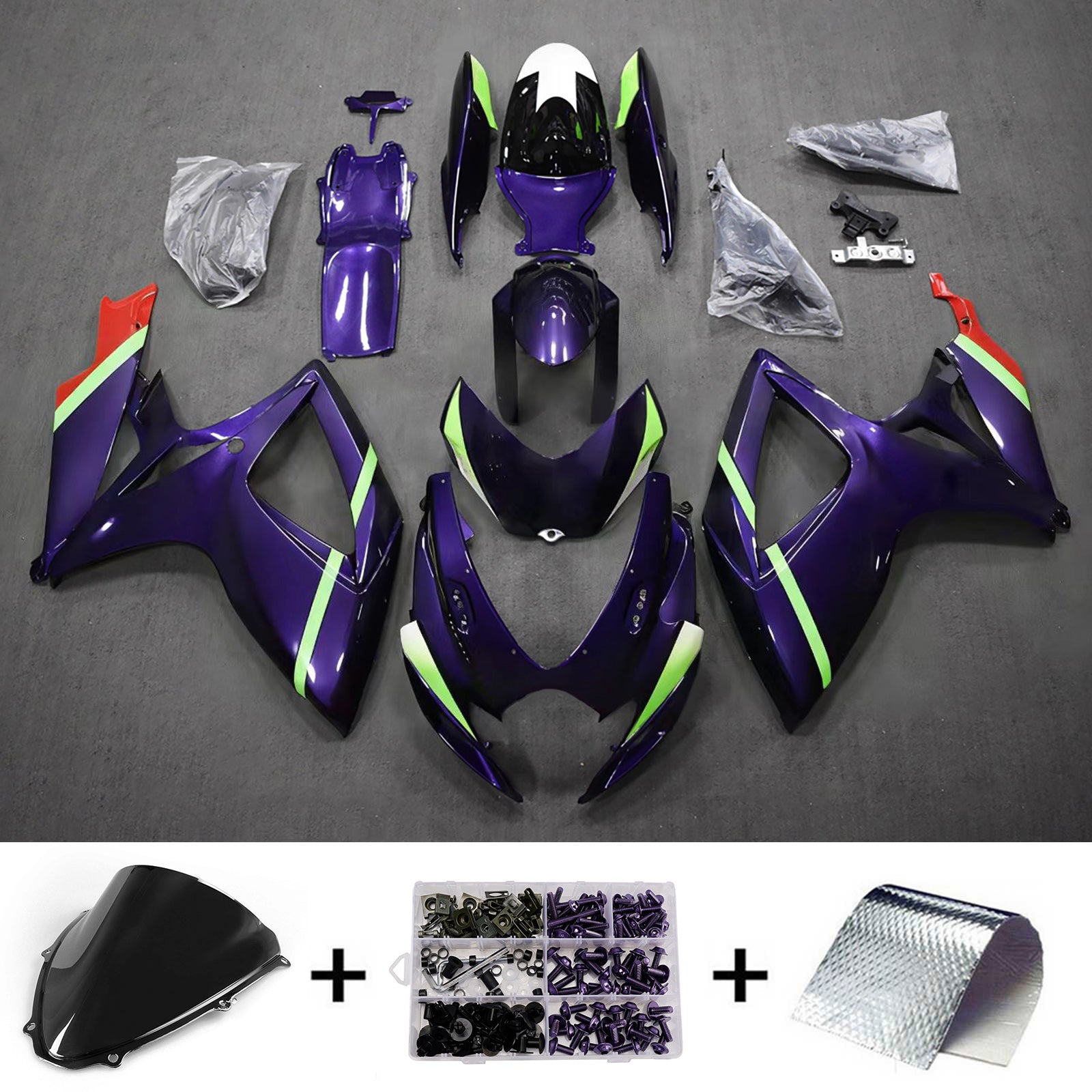 Amotopart 2006-2007 Suzuki GSXR 600/750 Purple Black White Green Fairing Kit