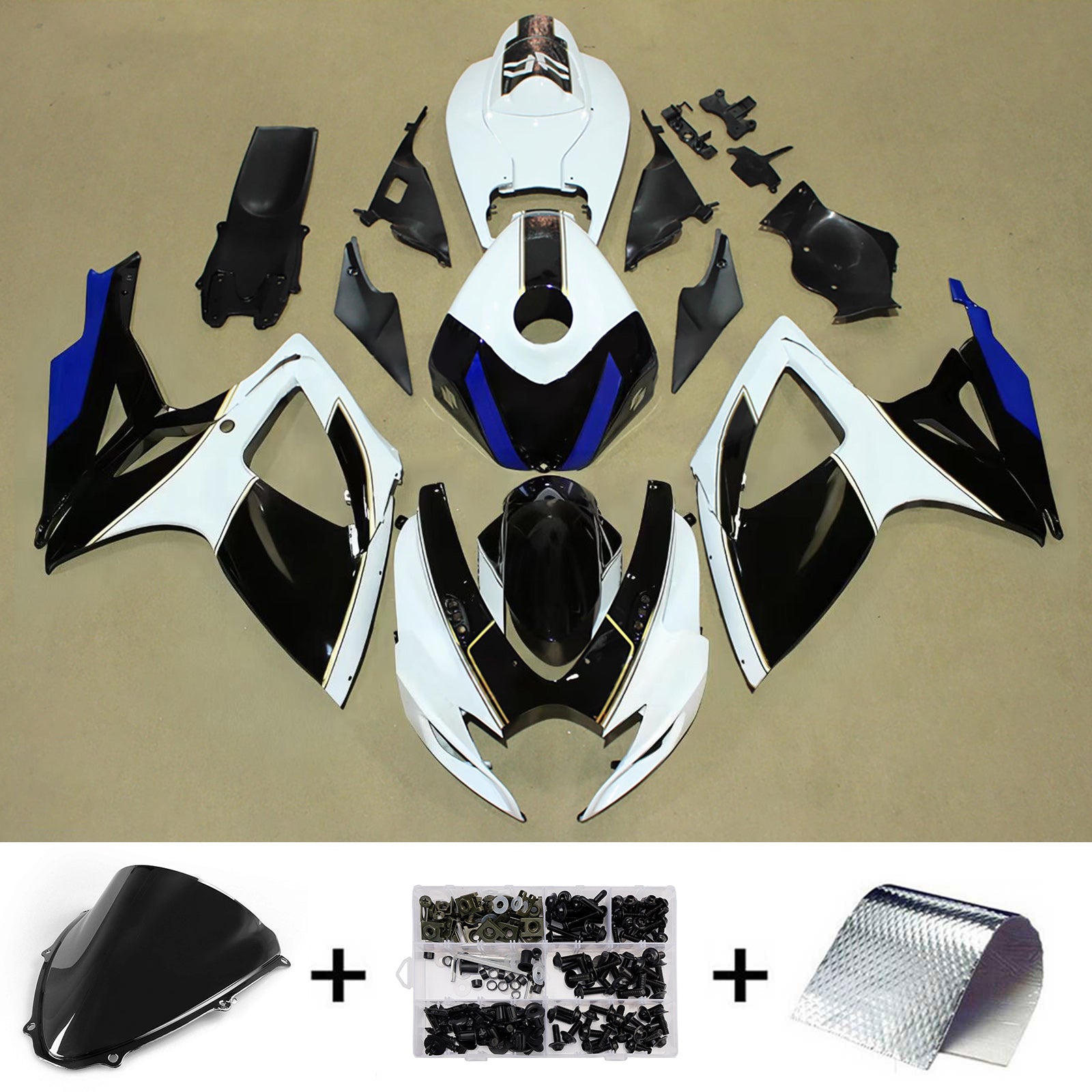 Amotopart 2006-2007 Suzuki GSXR 600/750 bílá černá sada kapotáže