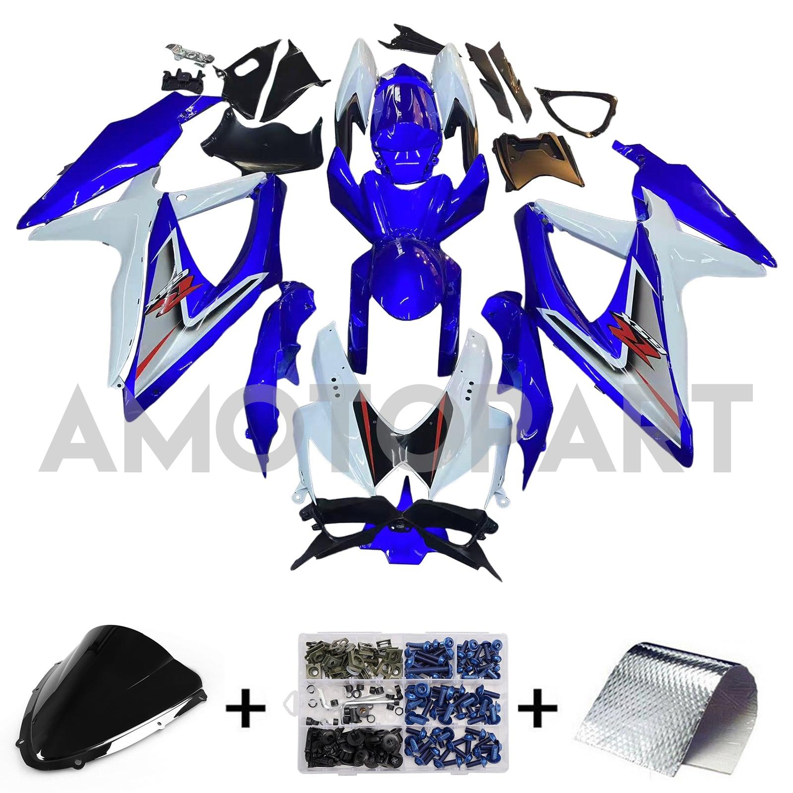 Amotopart Suzuki 2008-2010 Gsxr 600/750 Blue White Fairing Kit