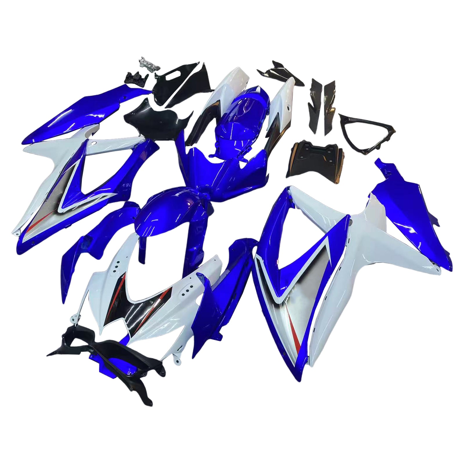 Amotopart 2008-2010 GSXR 600750 Suzuki Fairing White & Blue Kit