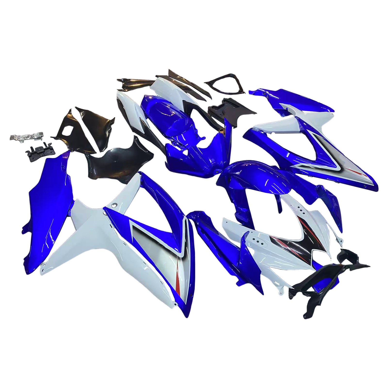 Amotopart 2008-2010 GSXR 600750 Suzuki Fairing White & Blue Kit