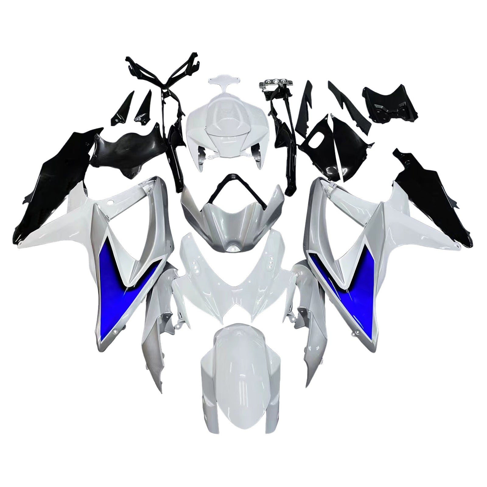 Amotopart 2008-2010 Suzuki GSX-R 600 GSX-R 750 Blue&White Fairing Kit