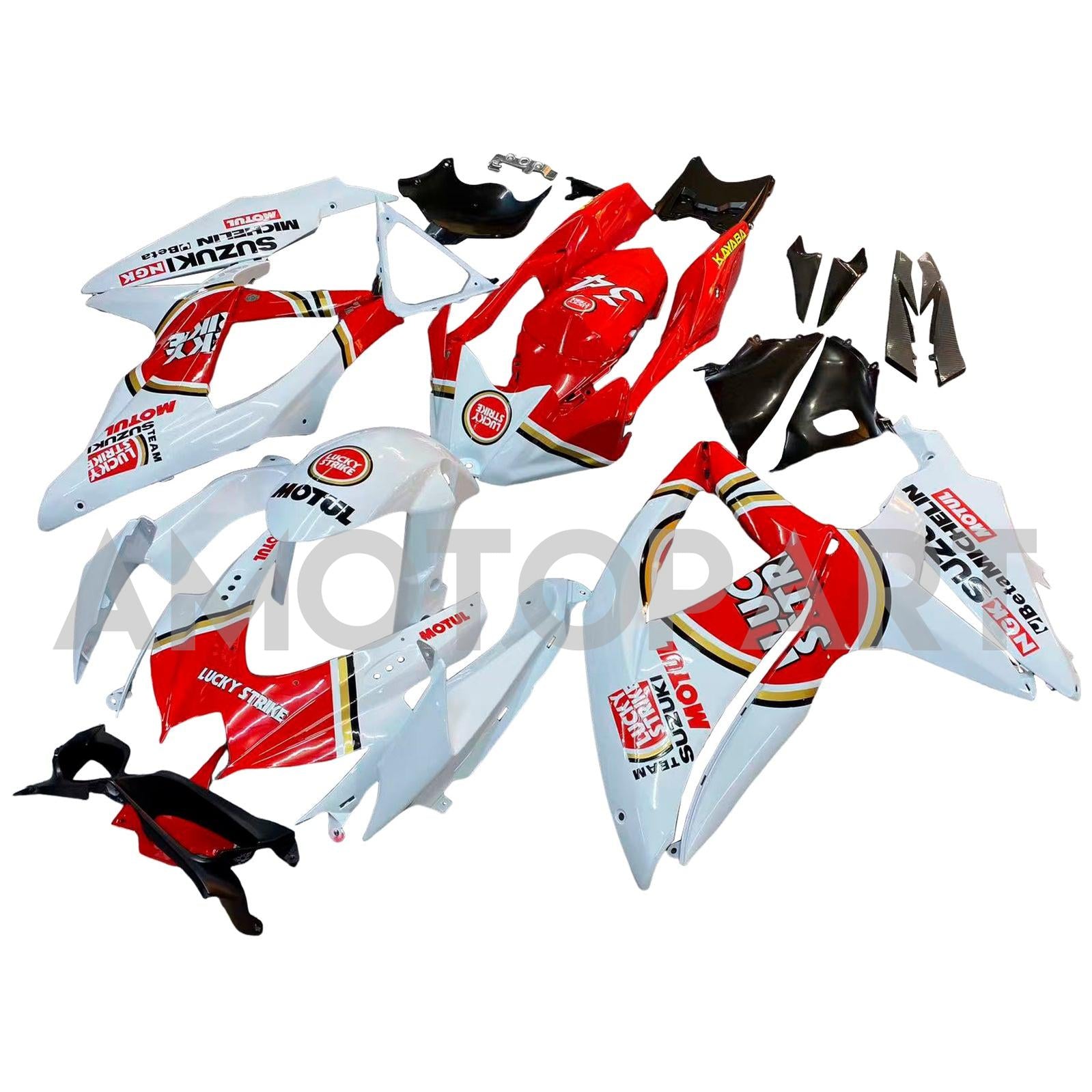 Amotopart 2008-2010 K8 GSXR 600/750 Suzuki White Red Fairing Kit