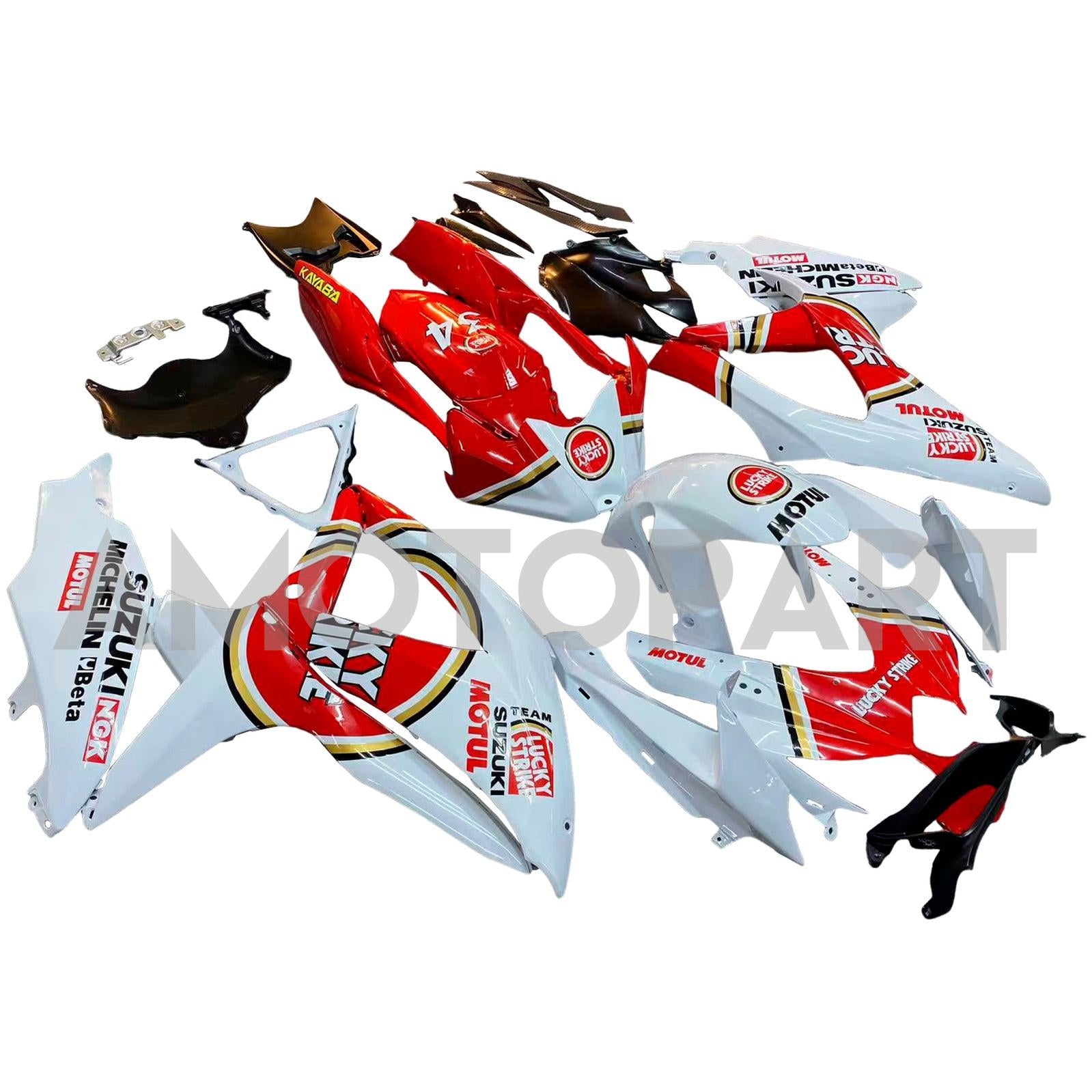 Amotopart 2008-2010 K8 GSXR 600/750 Suzuki White Red Fairing Kit