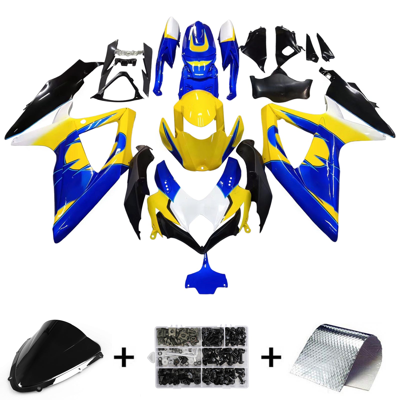 Amotopart 2008-2010 Suzuki GSXR 600/750 K8 Blue&Yellow Fairing Kit