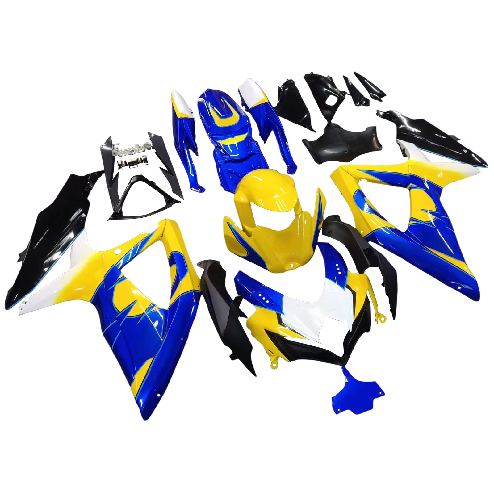 Amotopart Kit carena blu e giallo Suzuki GSXR 600/750 K8 2008-2010