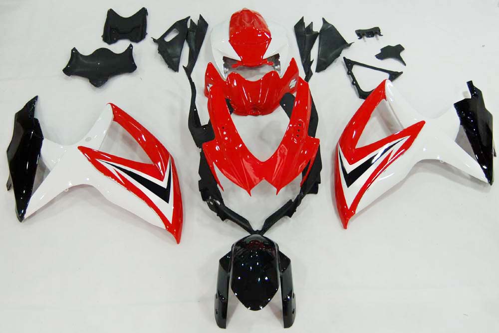 Amotopart 2008-2010 Suzuki GSXR 600/750 White Red Fairing Kit