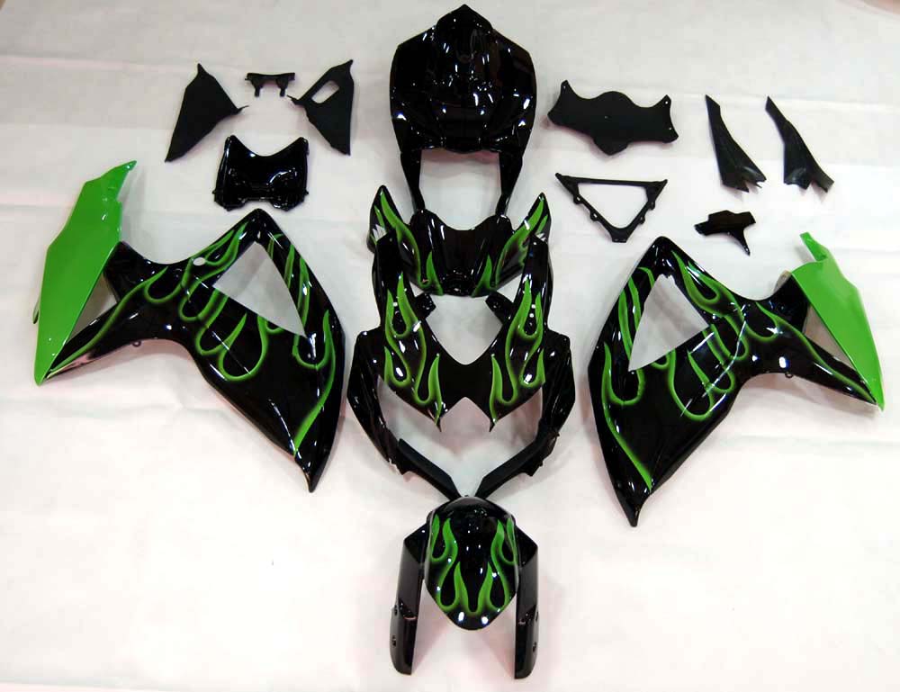Amotopart 2008-2010 Suzuki GSXR 600/750 Black Green Fairing Kit