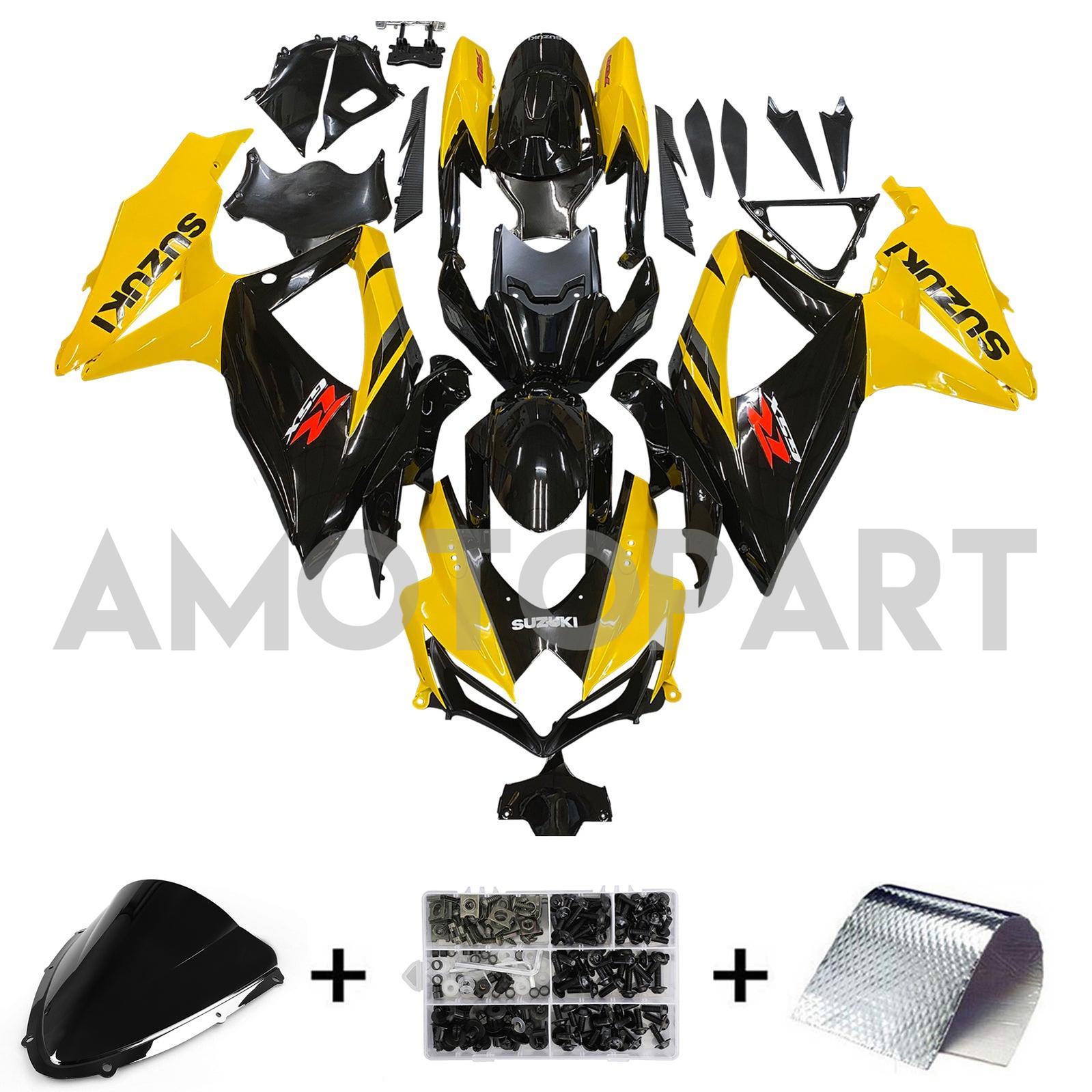 Amotopart 2008-2010 Suzuki GSXR 600/750 K8 Yellow&Black Fairing Kit