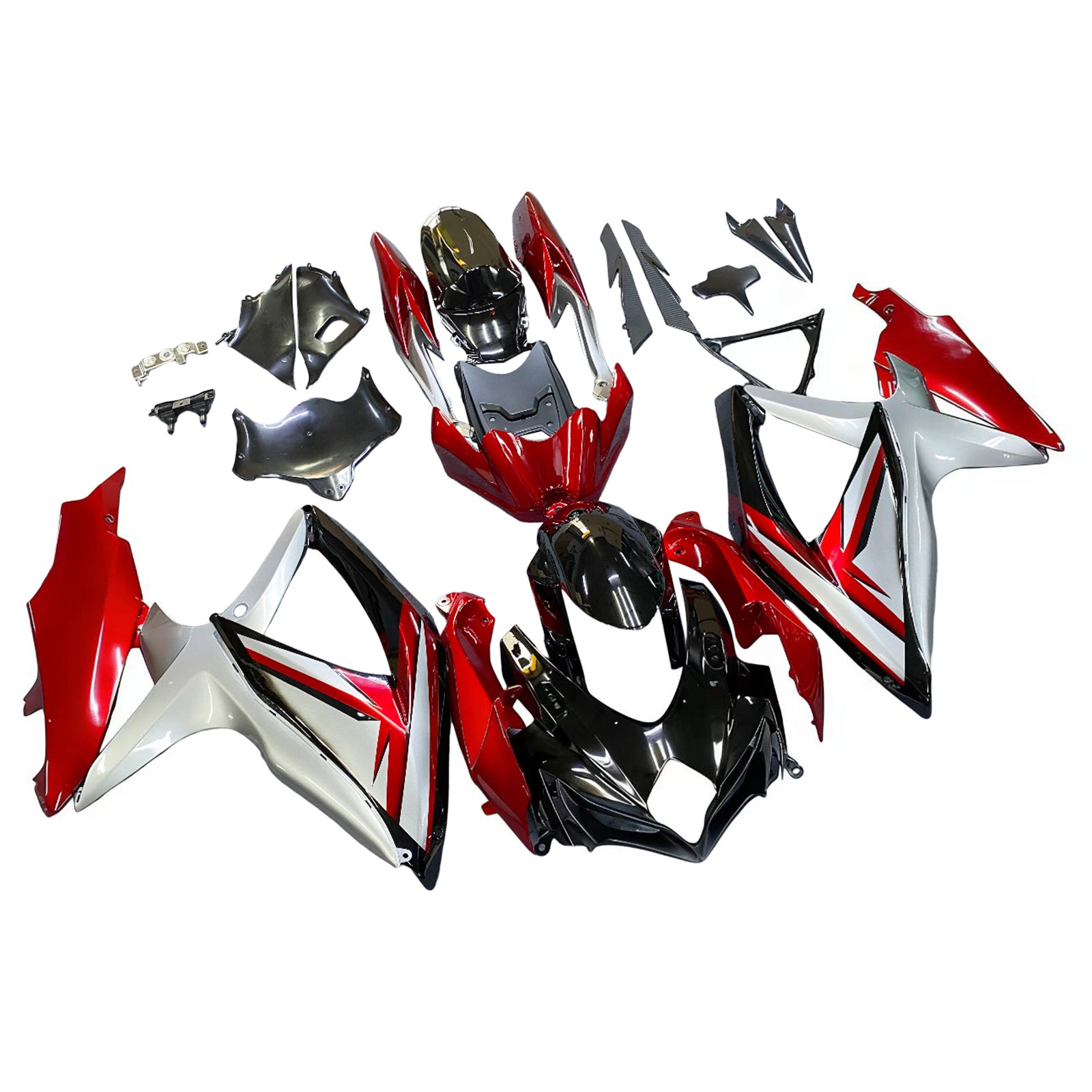 Amotopart 2008-2010 Suzuki GSXR600/750 Verkleidung G-Silber&Rotes Trikot