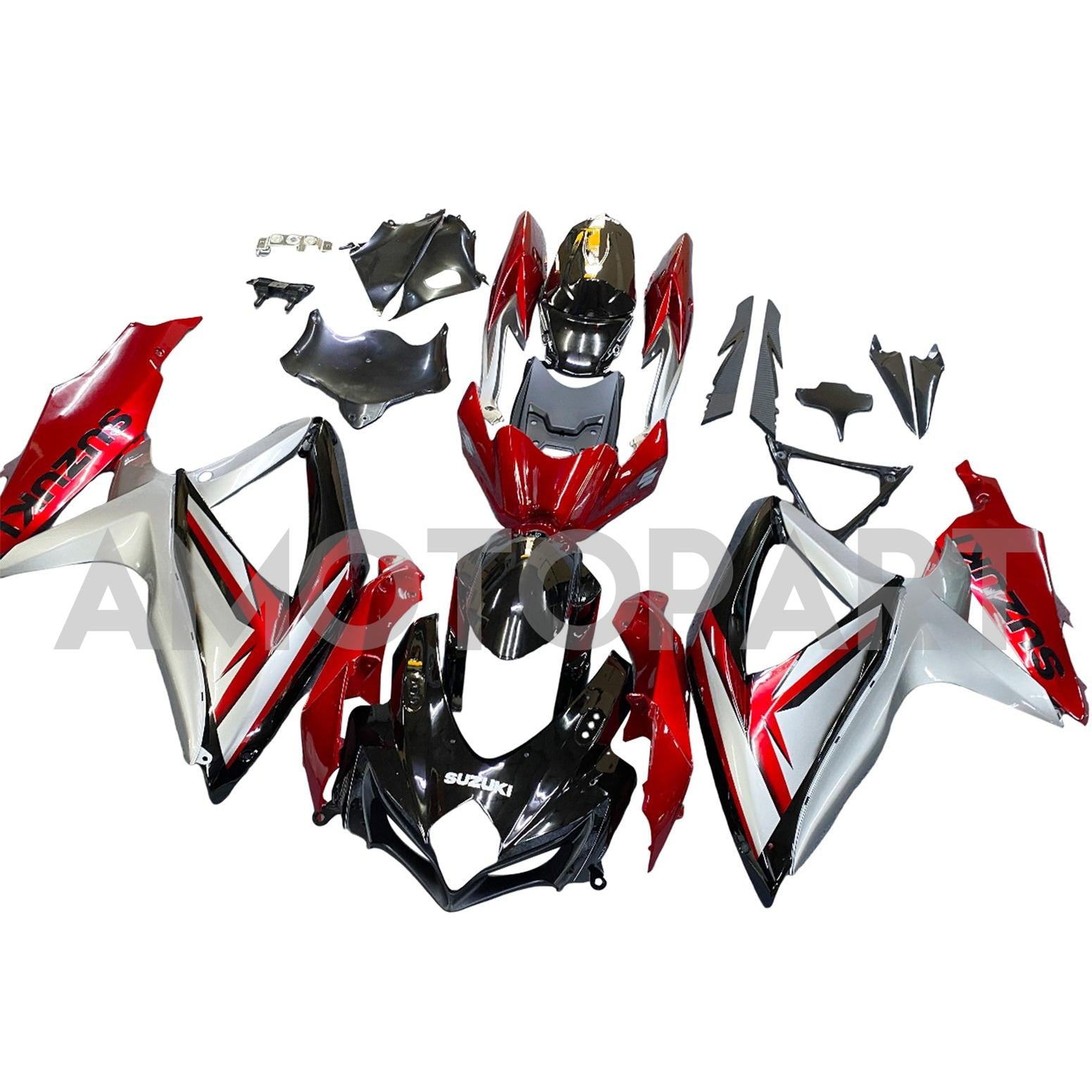 Amotopart 2008-2010 Suzuki GSXR600750 Fairing G-Sliver&Red Kit