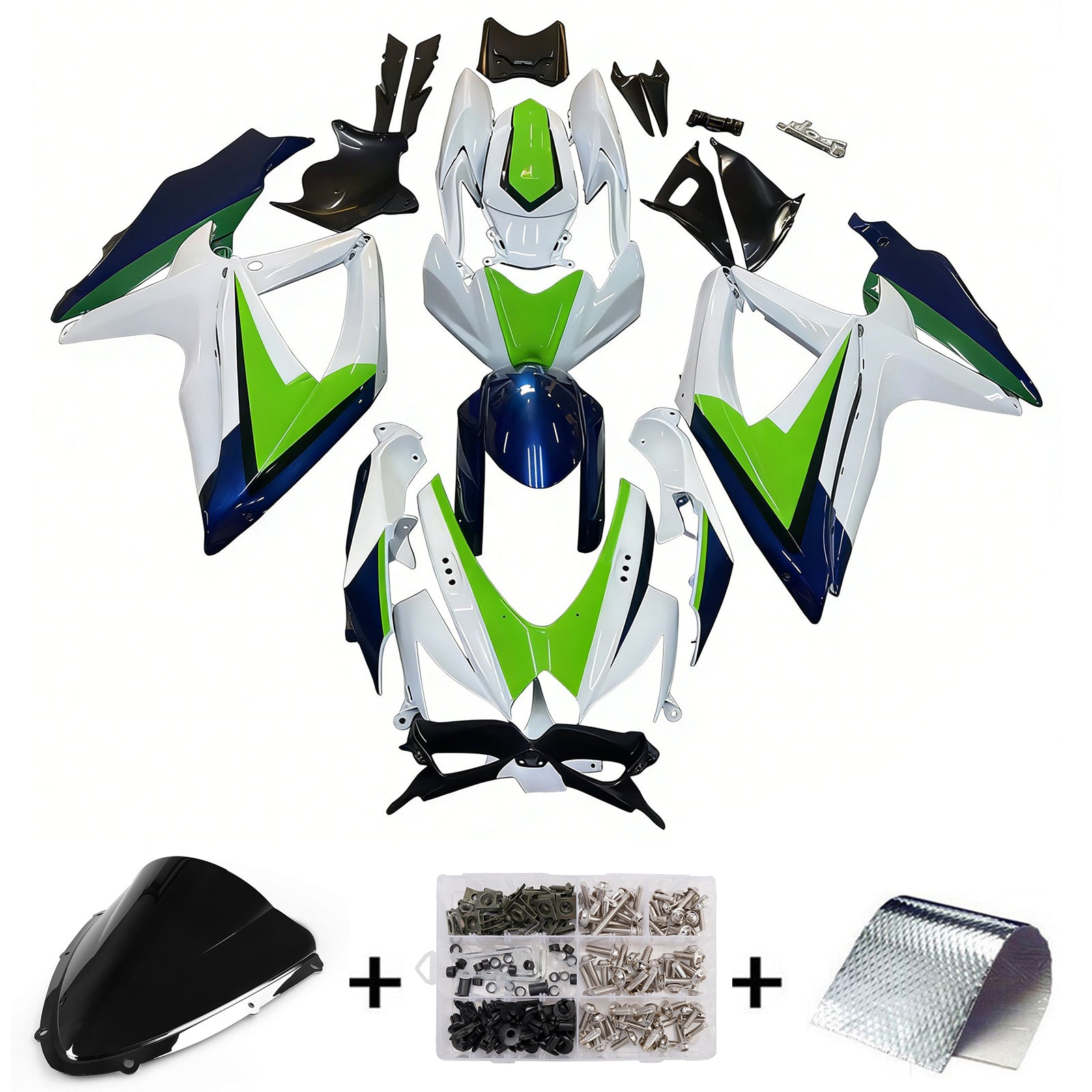 Amotopart 2008-2010 Suzuki GSXR 600/750 White Fairing Kit