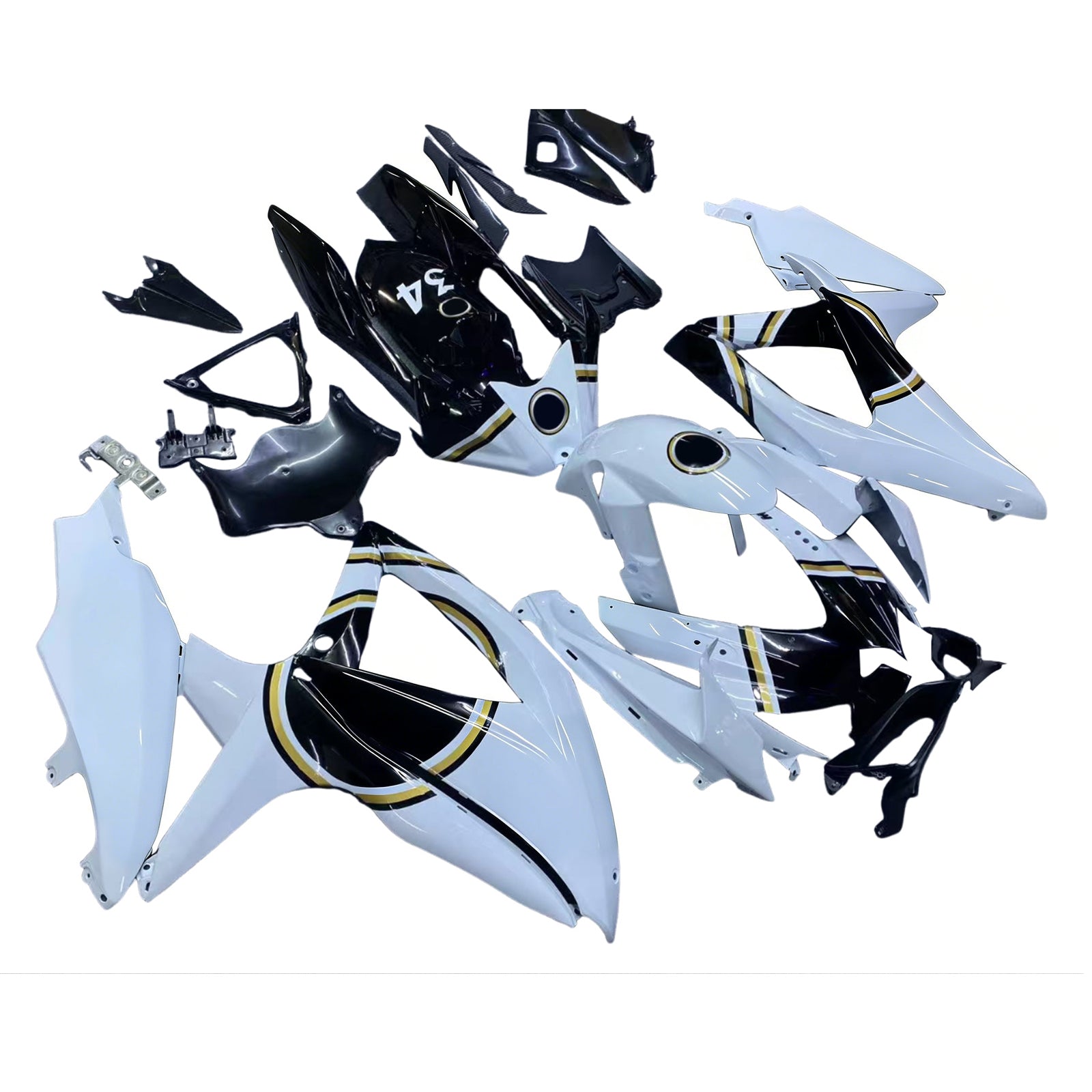 Amotopart 2008-2010 Suzuki GSXR 600/750 White Black Fairing Kit