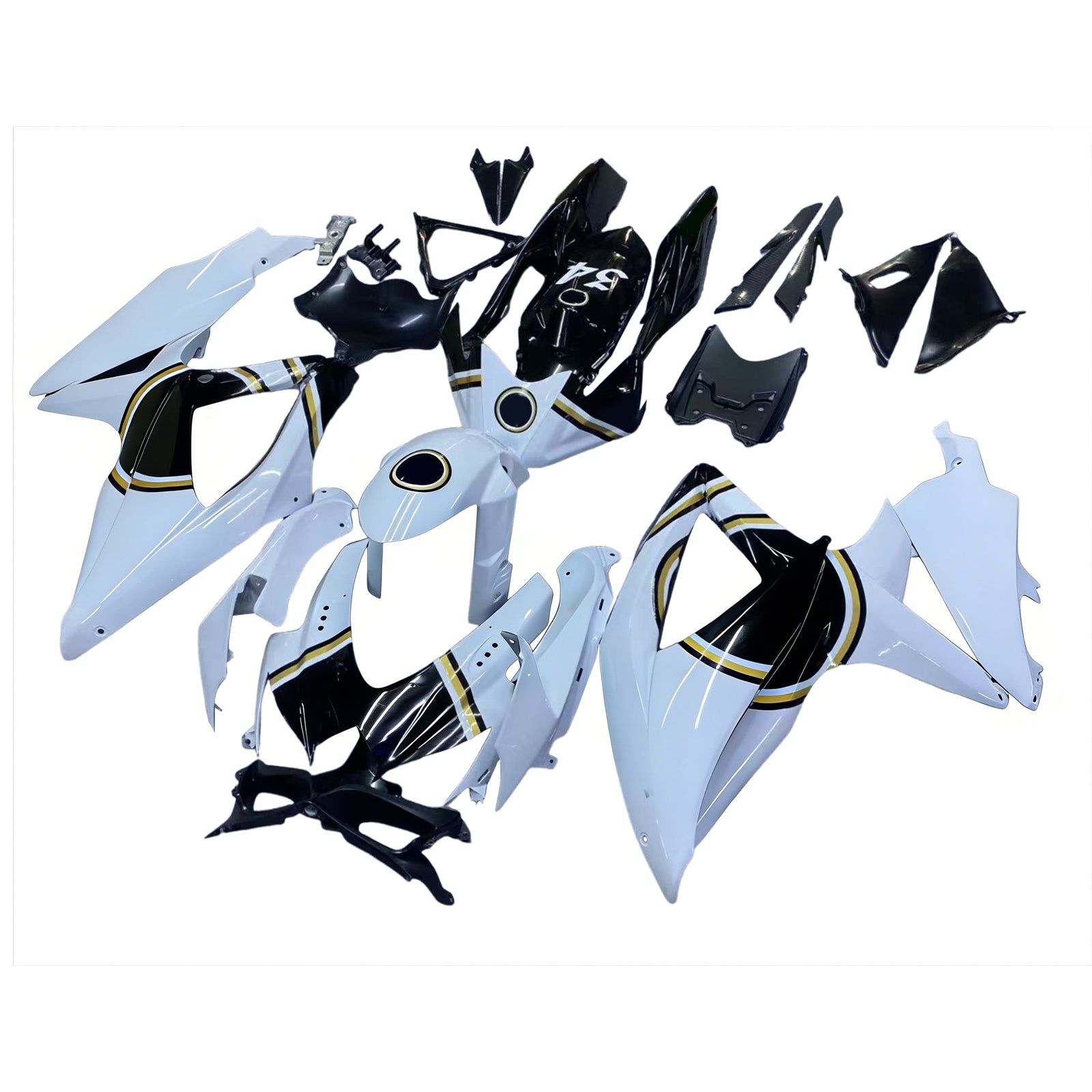 Amotopart 2008-2010 Suzuki GSXR 600/750 White Black Fairing Kit