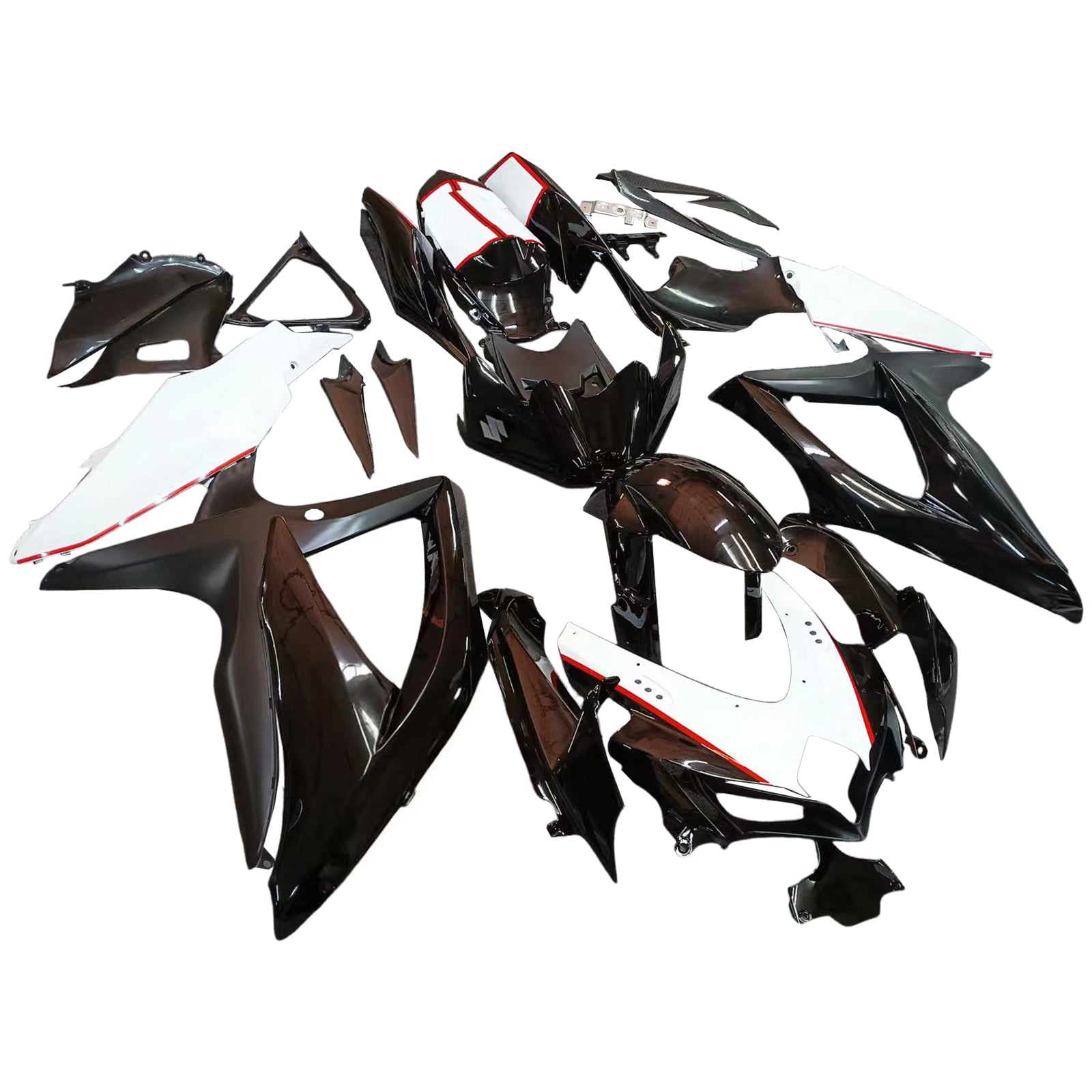 Amotopart 2008-2010 Suzuki GSXR 600/750 Black White Red Fairing Kit