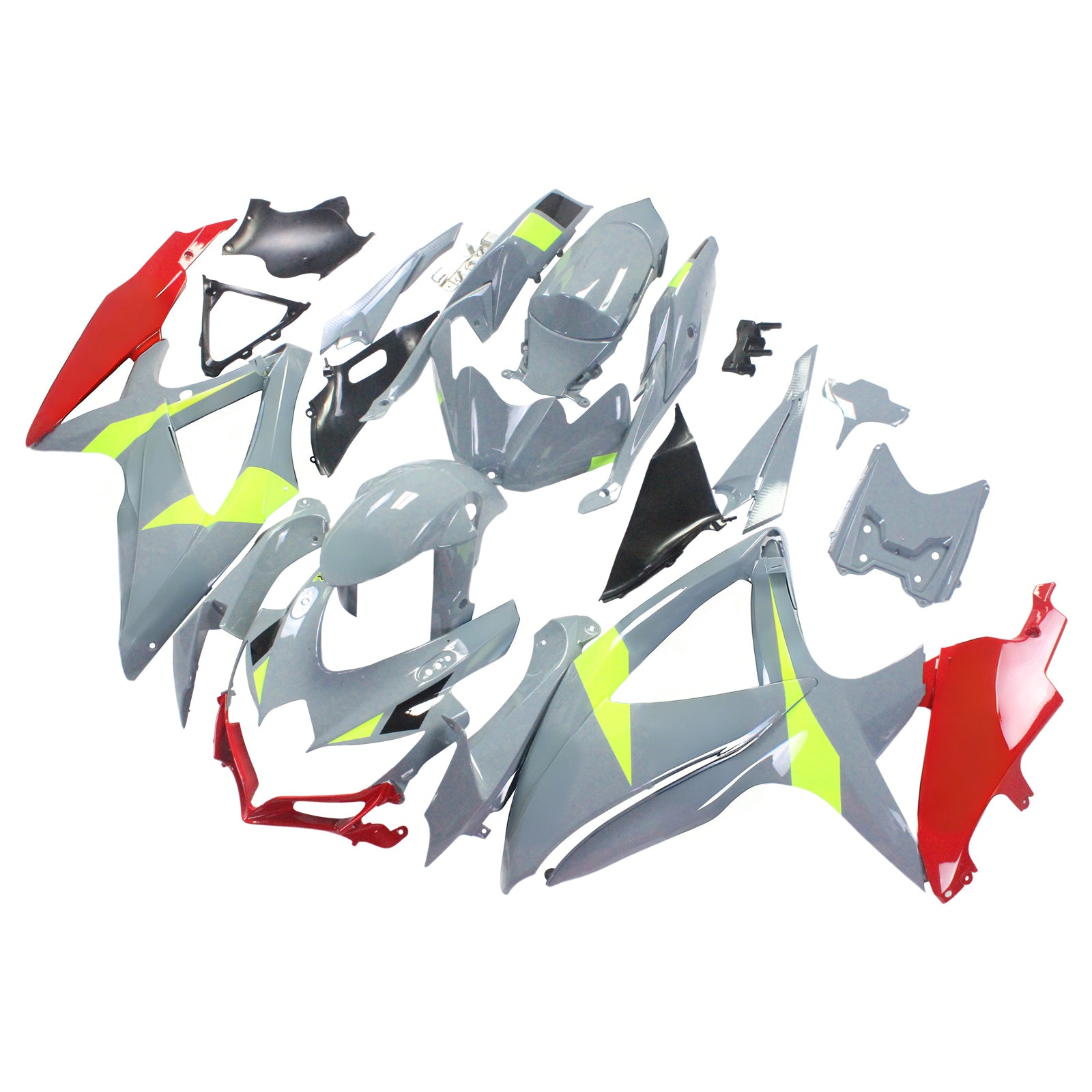 Amotopart 2008-2010 Suzuki GSXR600/750 Verkleidung Grau&Gelbes Set