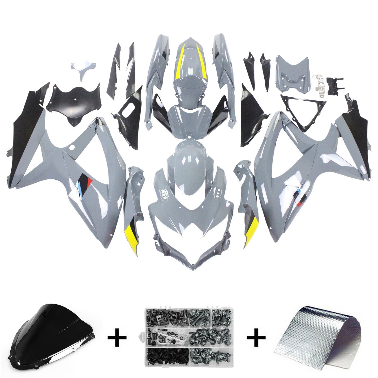 Amotopart 2008-2010 Suzuki GSXR600/750 Fairing Yellow&Grey Kit