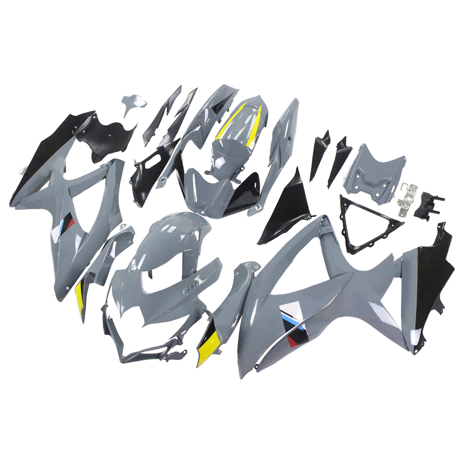 Amotopart 2008-2010 Suzuki GSXR600/750 Fairing Yellow & Grey Kit