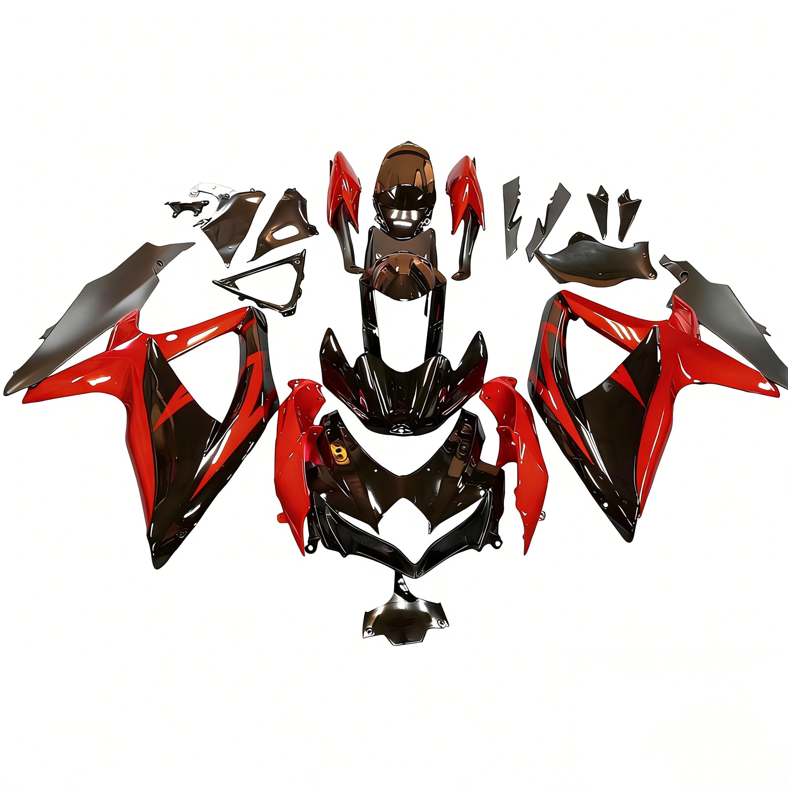 Carénage Amotopart pour Suzuki GSXR600/750 2008-2010, rouge brillant&Kit style noir 2