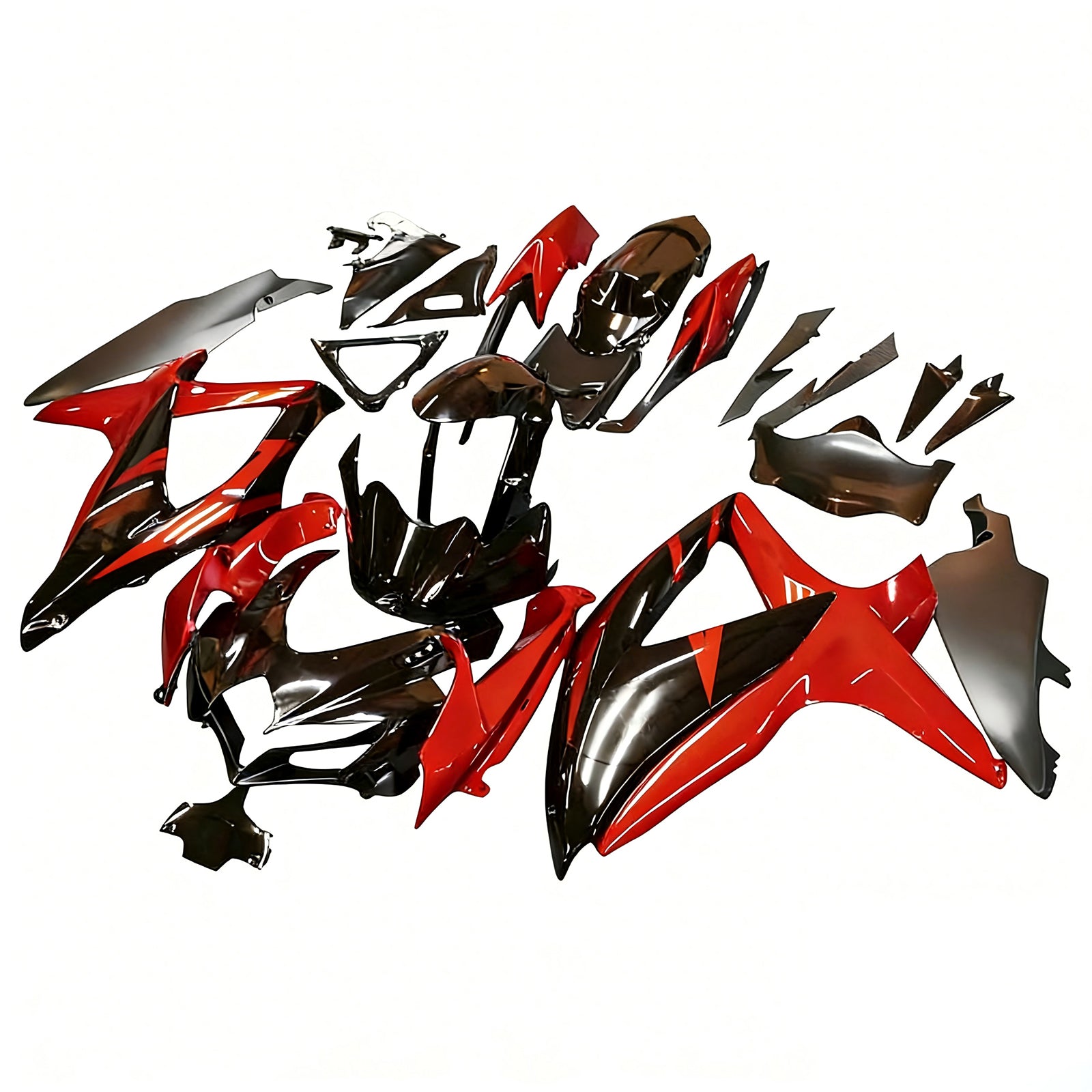 Carénage Amotopart pour Suzuki GSXR600/750 2008-2010, rouge brillant&Kit style noir 2