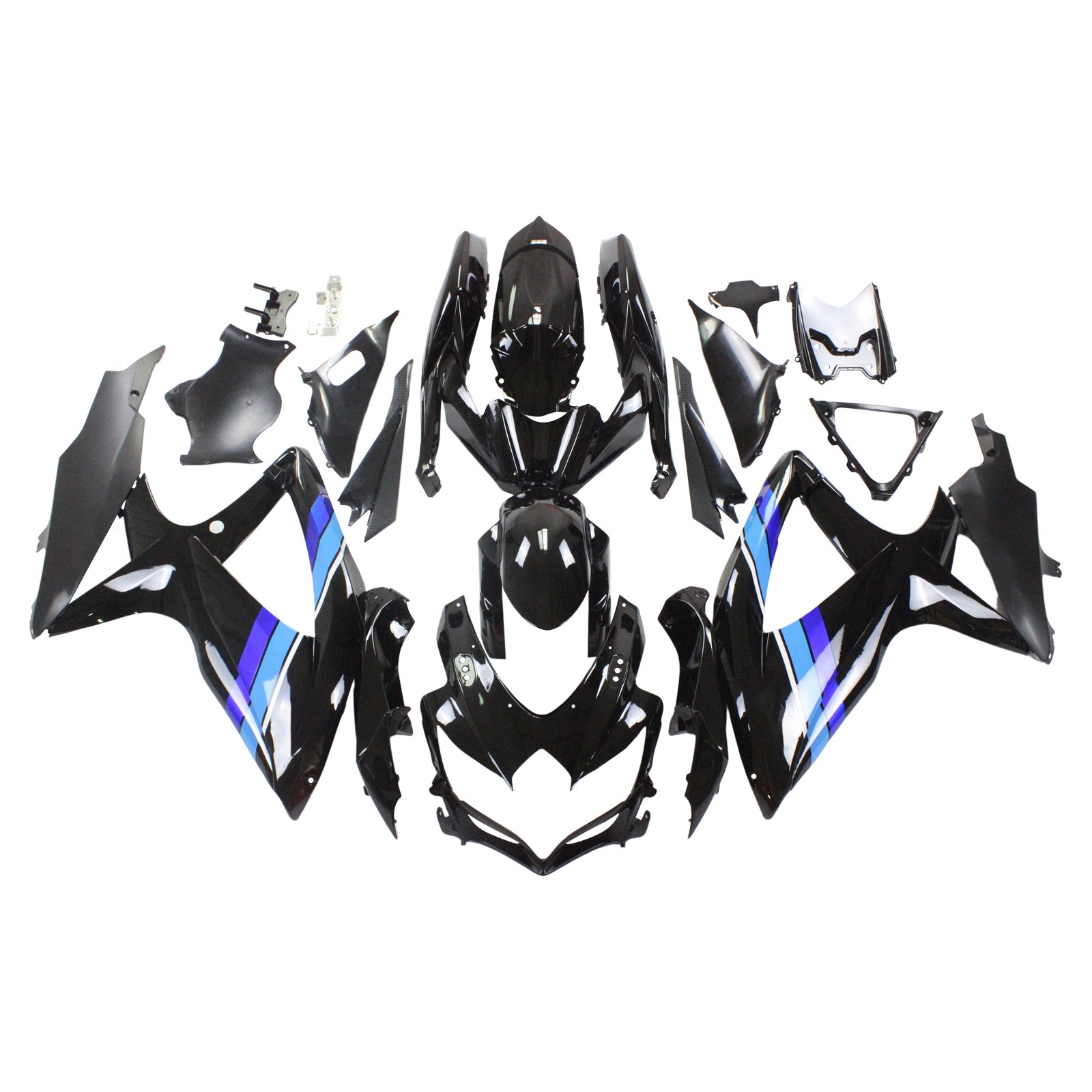 Amotopart 2008-2010 Suzuki GSXR600/750 Kit de carenado negro y azul brillante