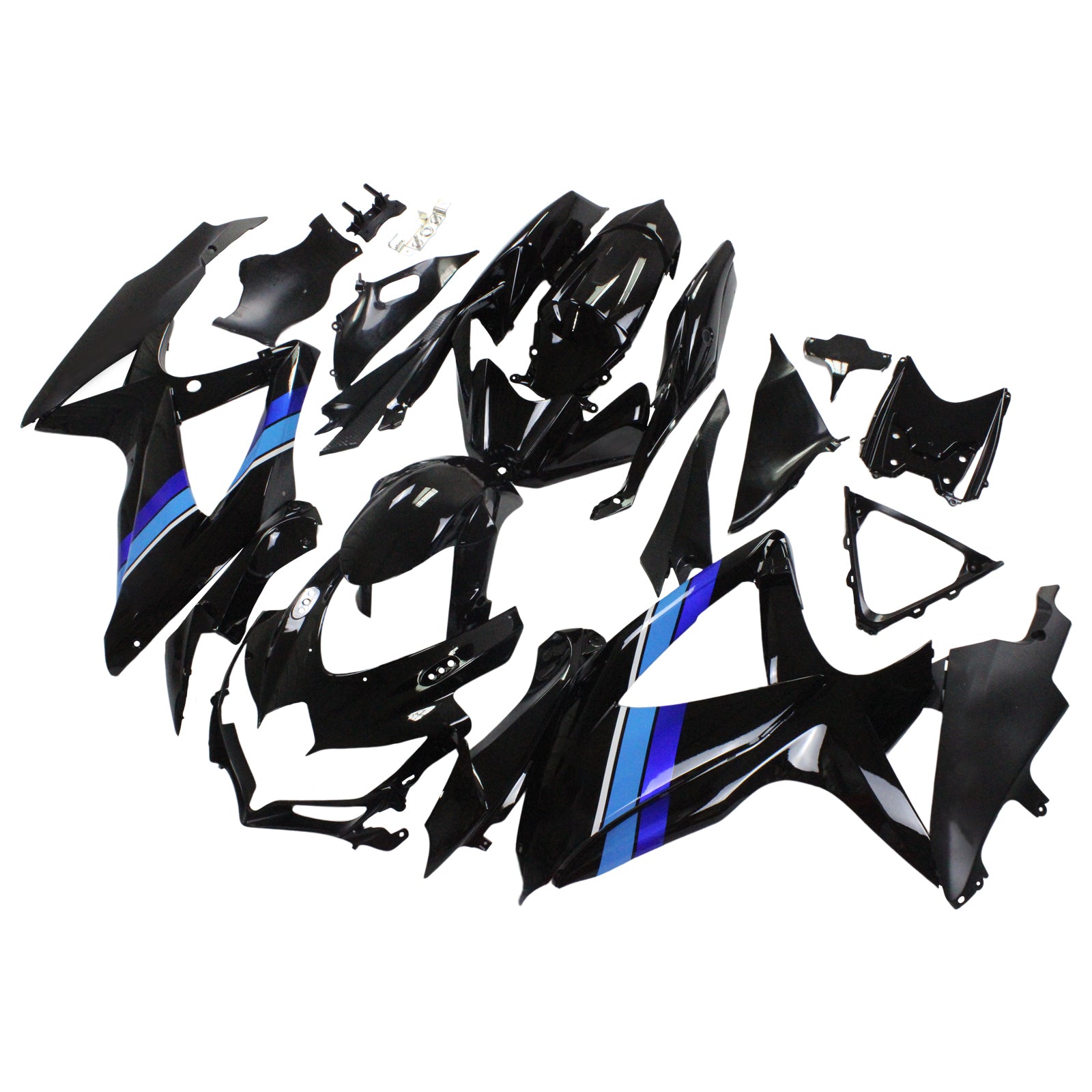Amotopart 2008-2010 Suzuki GSXR600/750 Kit de carenado negro y azul brillante