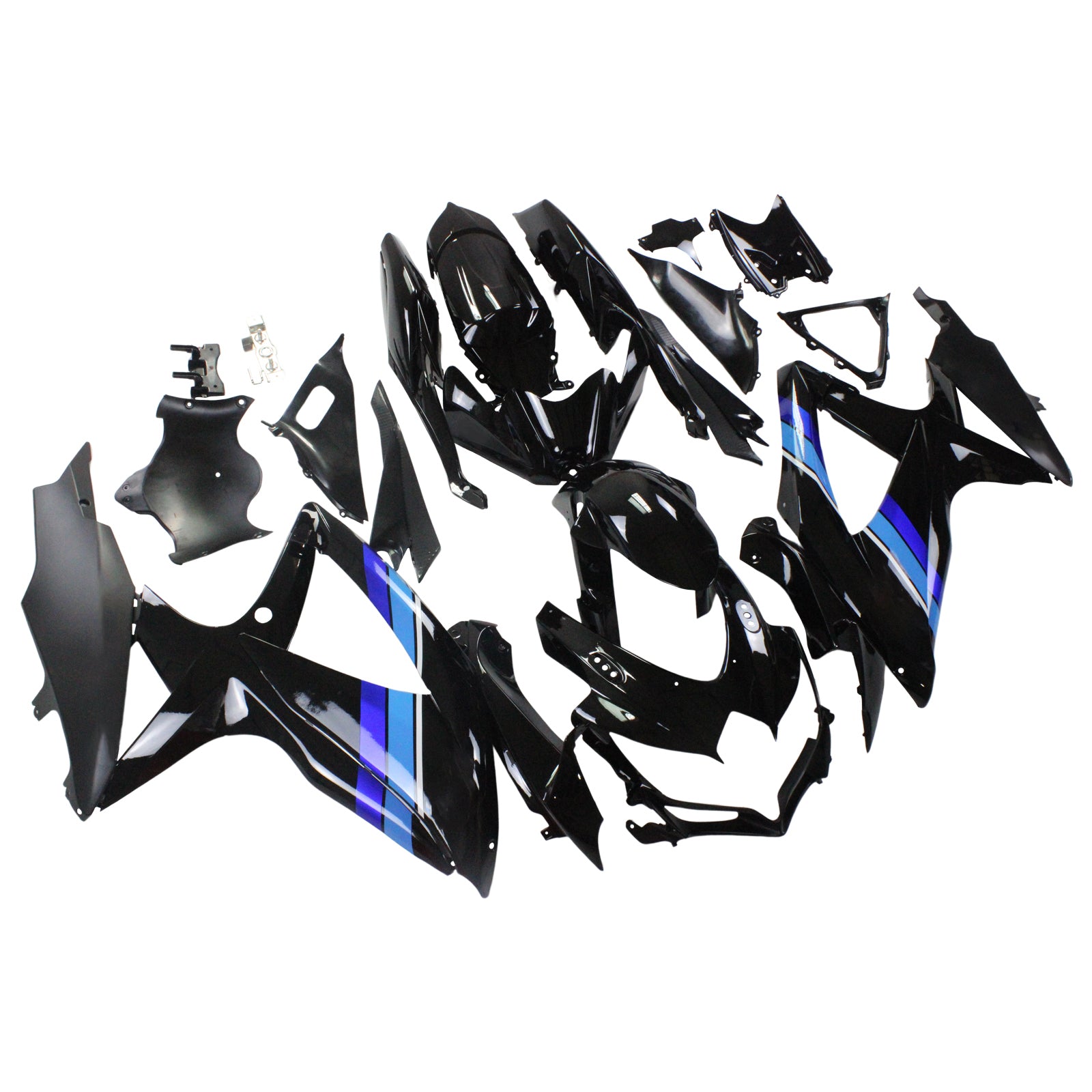 Amotopart 2008-2010 Suzuki GSXR600/750 Kit de carenado negro y azul brillante