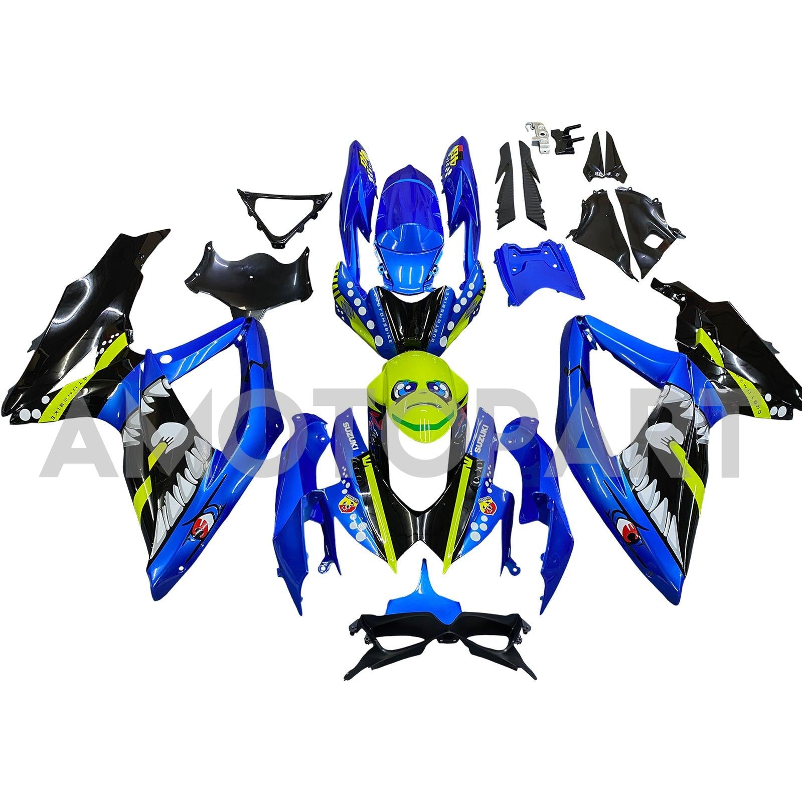 Amotopart 2008-2010 Suzuki GSXR600/750 Fairing Blue&Green Monster Kit