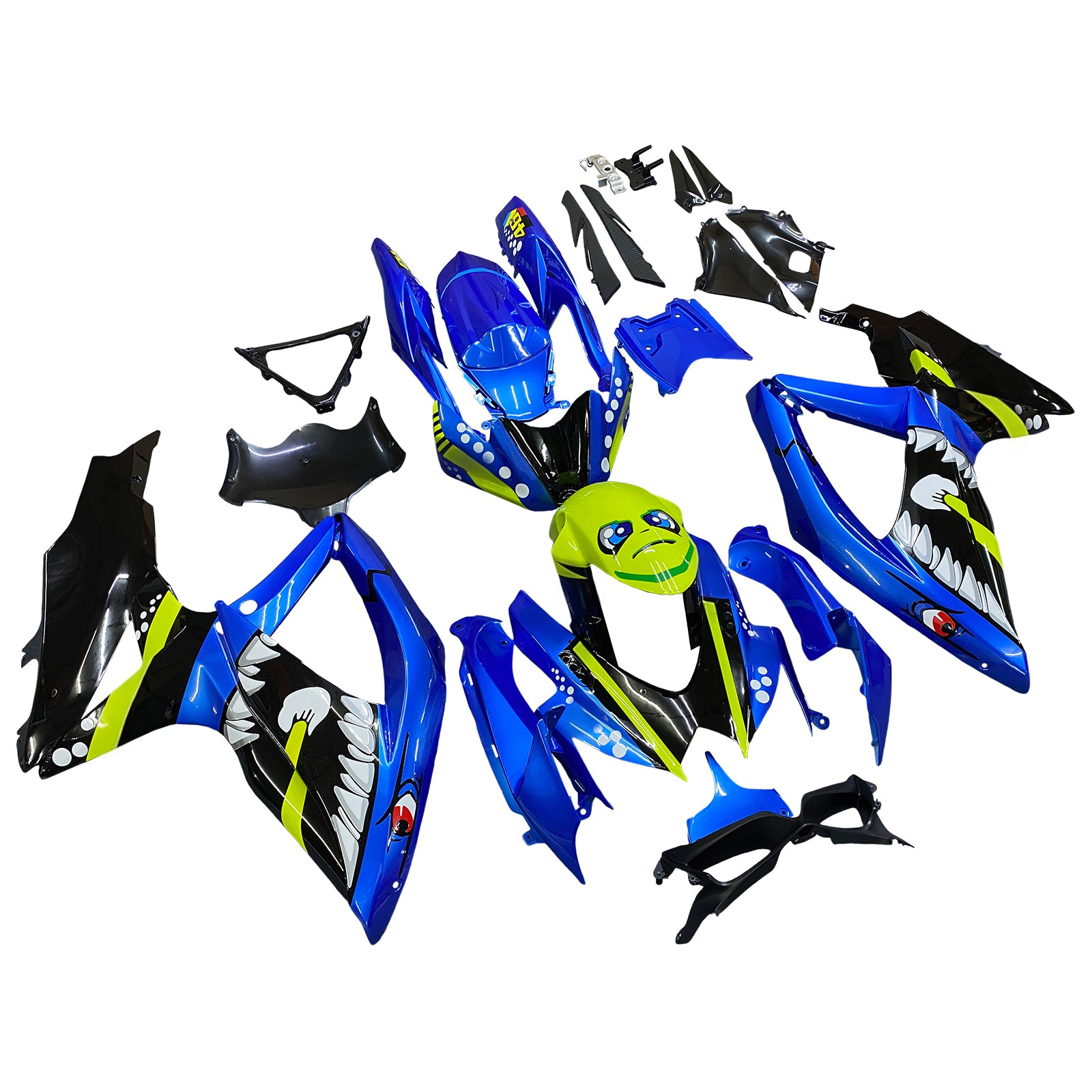 Amotopart 2008-2010 Suzuki GSXR600/750 Fairing Blue&Green Monster Kit