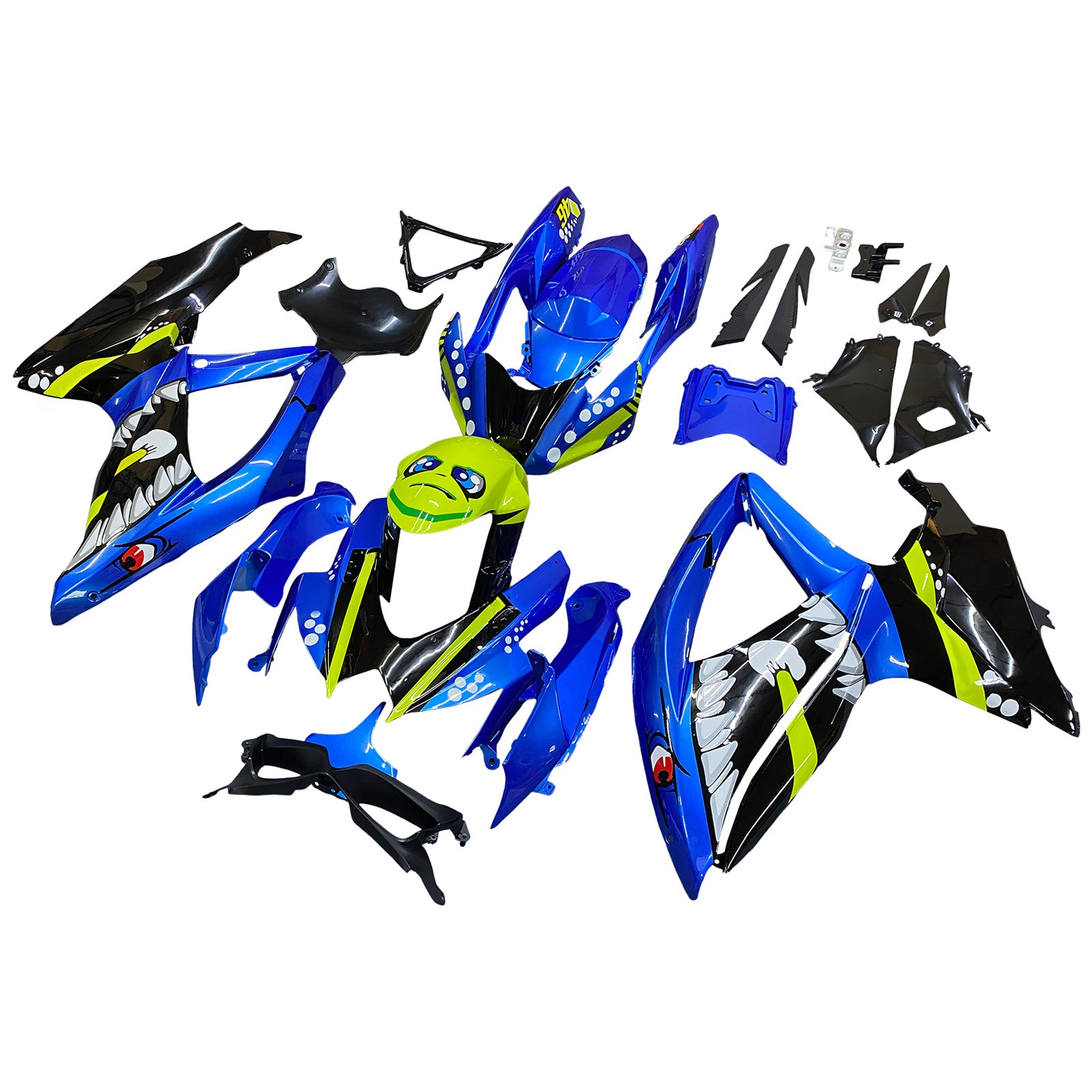 Amotopart 2008-2010 Suzuki GSXR600/750 Fairing Blue&Green Monster Kit