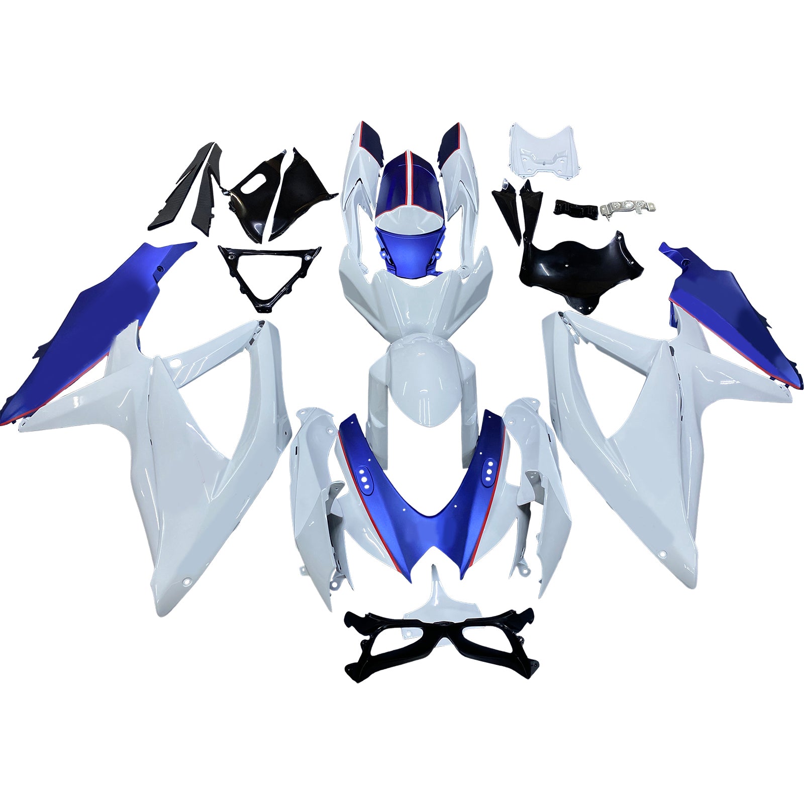 Amotopart 2008-2010 Suzuki GSXR600/750 Fairing White&Matte Dark Blue Kit