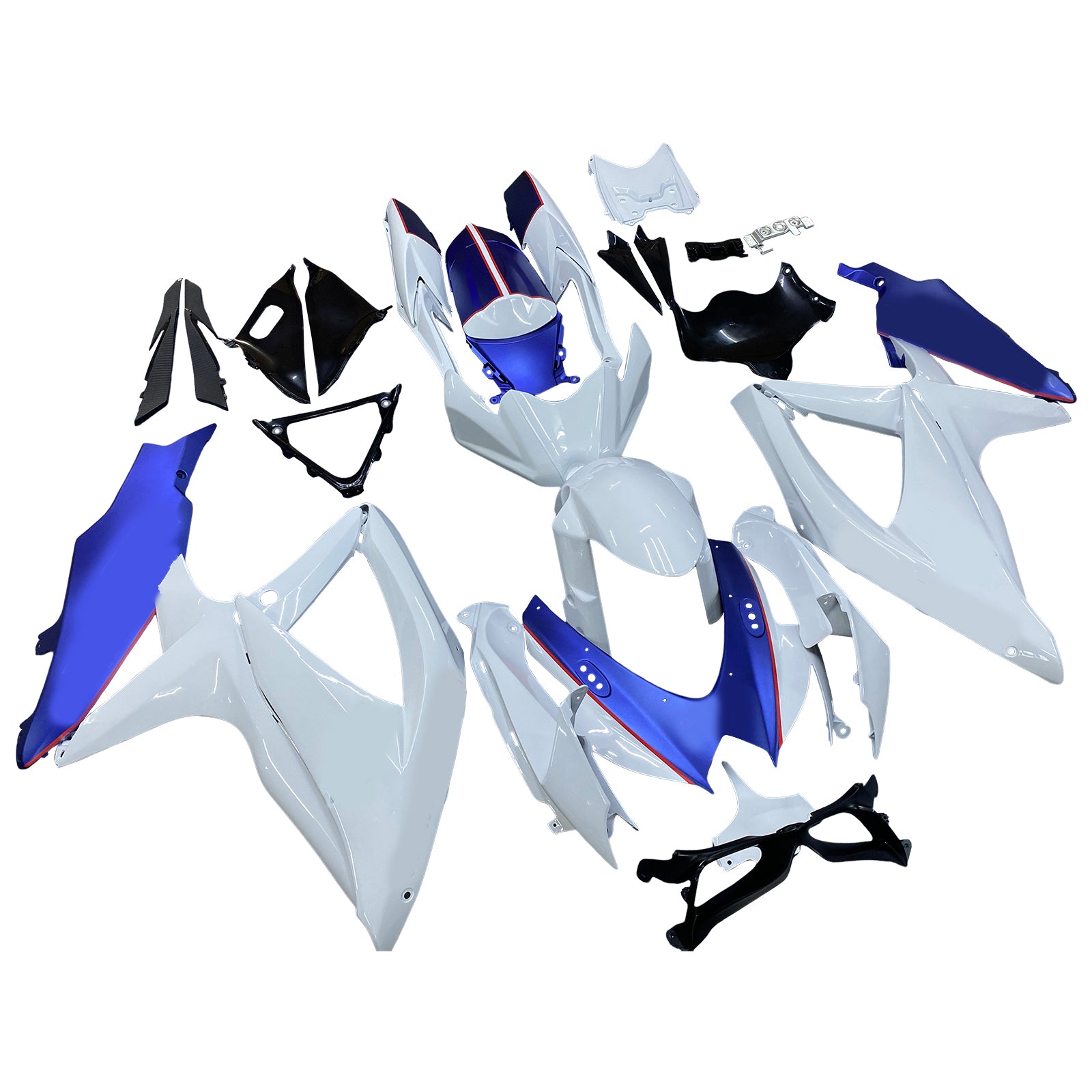 Amotopart 2008-2010 Suzuki GSXR600/750 Fairing White&Matte Dark Blue Kit
