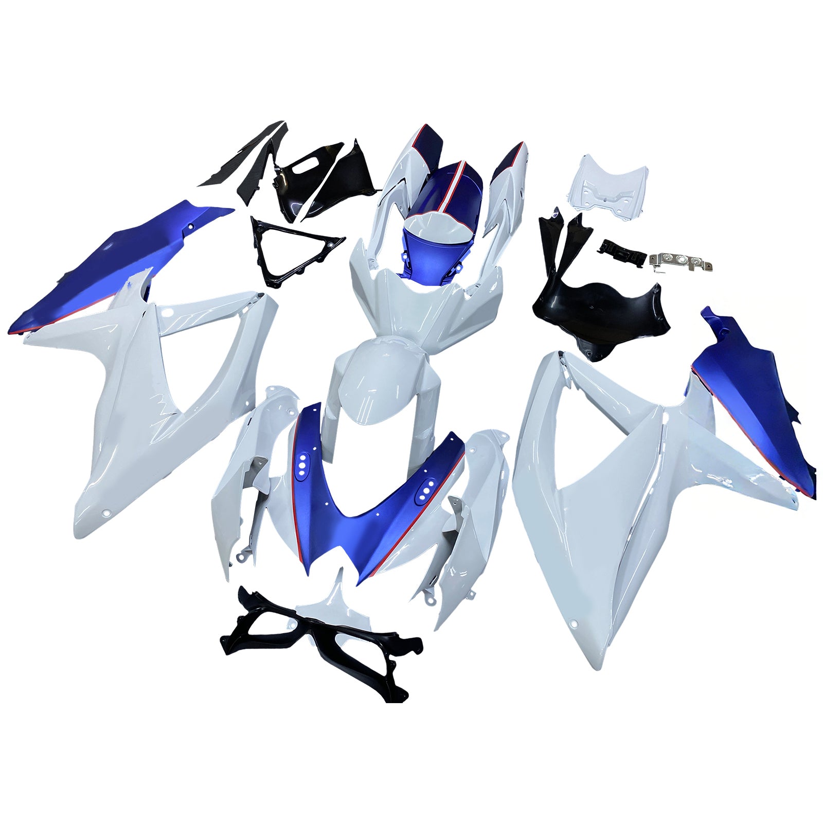 Amotopart 2008-2010 Suzuki GSXR600/750 Fairing White&Matte Dark Blue Kit