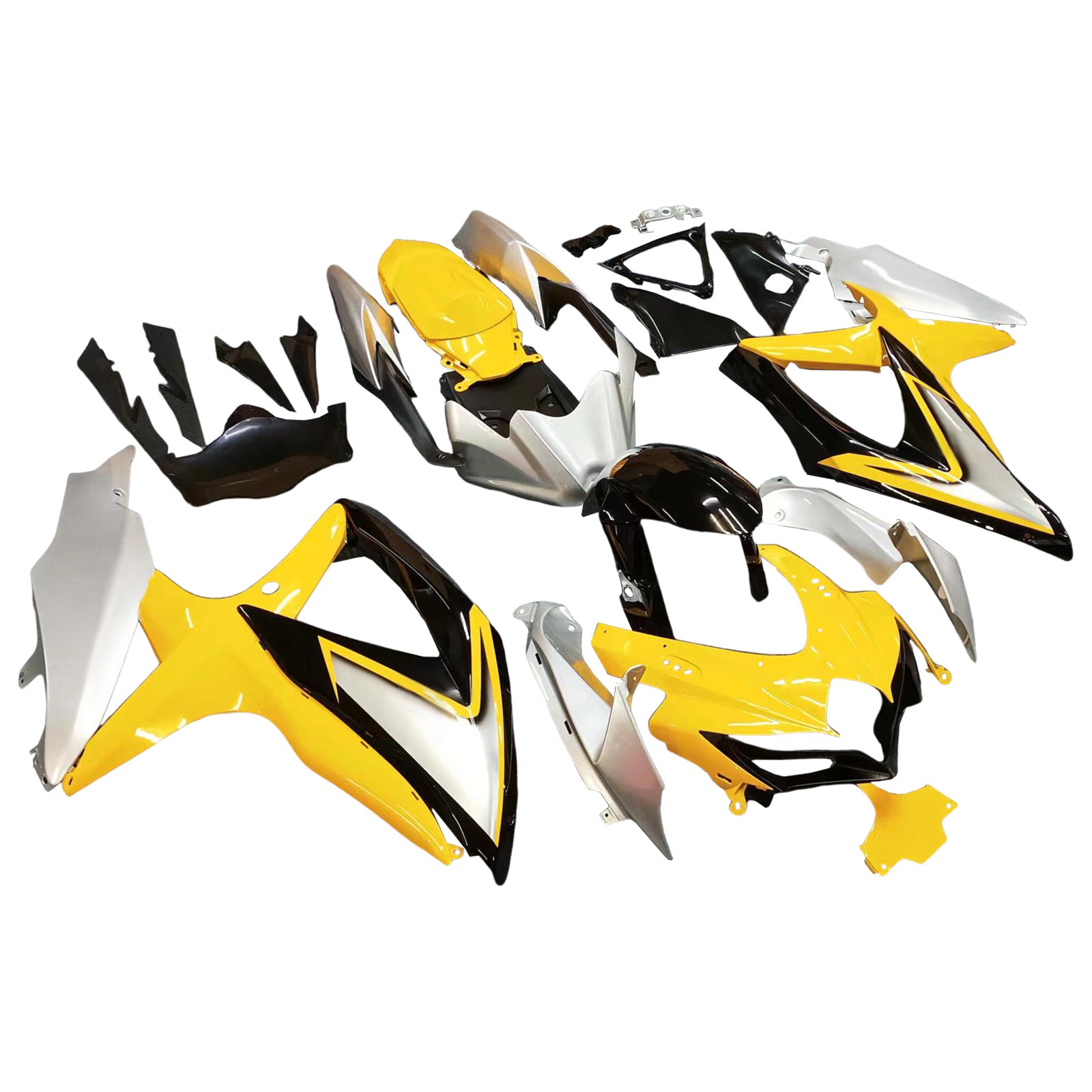 Amotopart 2008-2010 Suzuki GSXR600/750 Fairing Yellow & Sliver Zestaw