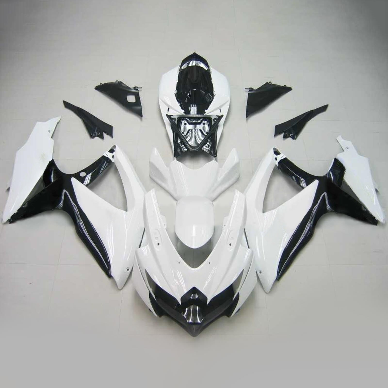 Amotopart 2008-2010 Suzuki GSXR600/750 Fairing White&Black style1 Kit